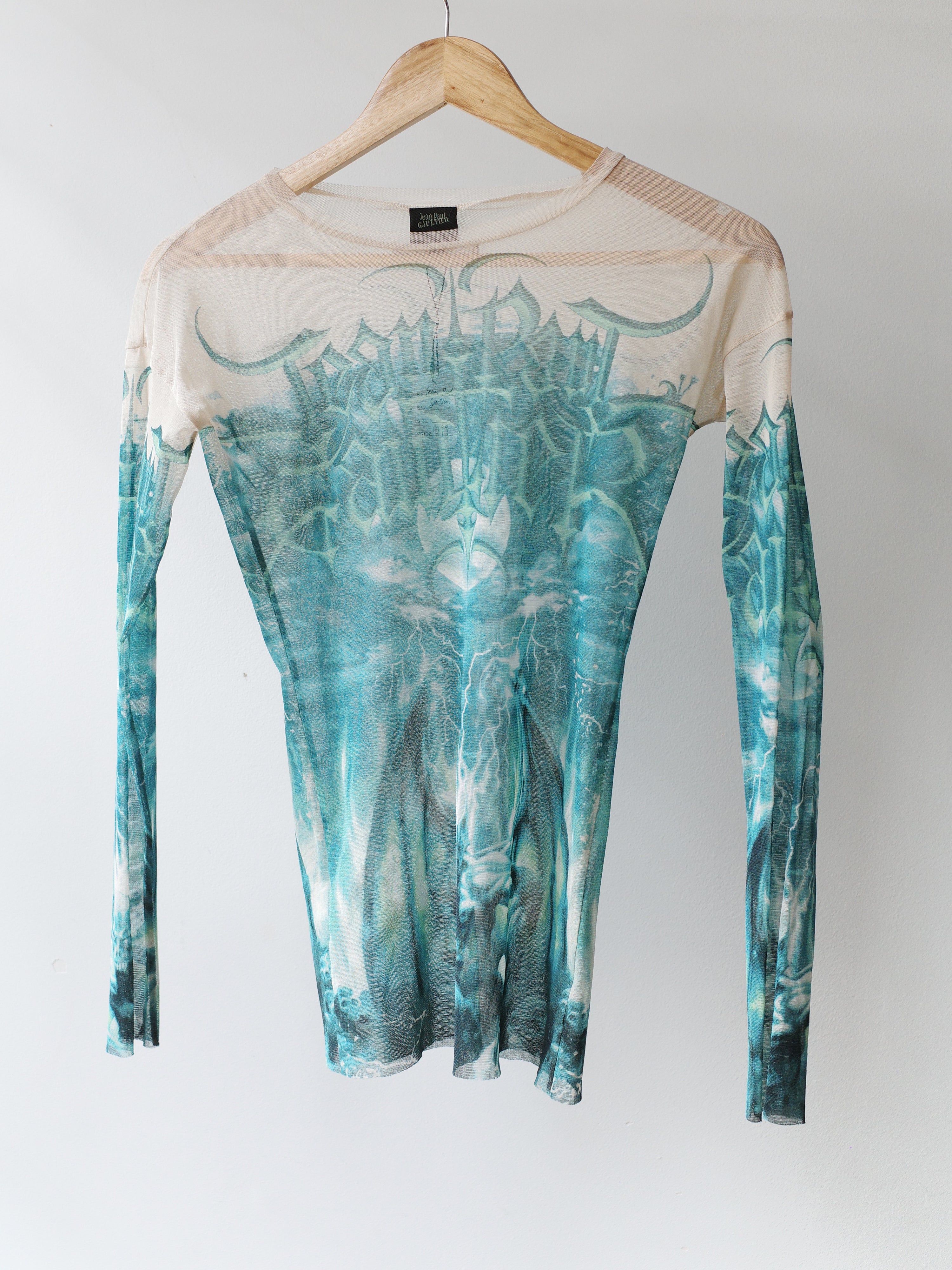 Jean Paul Gaultier Rare Green Satanic Mesh Top