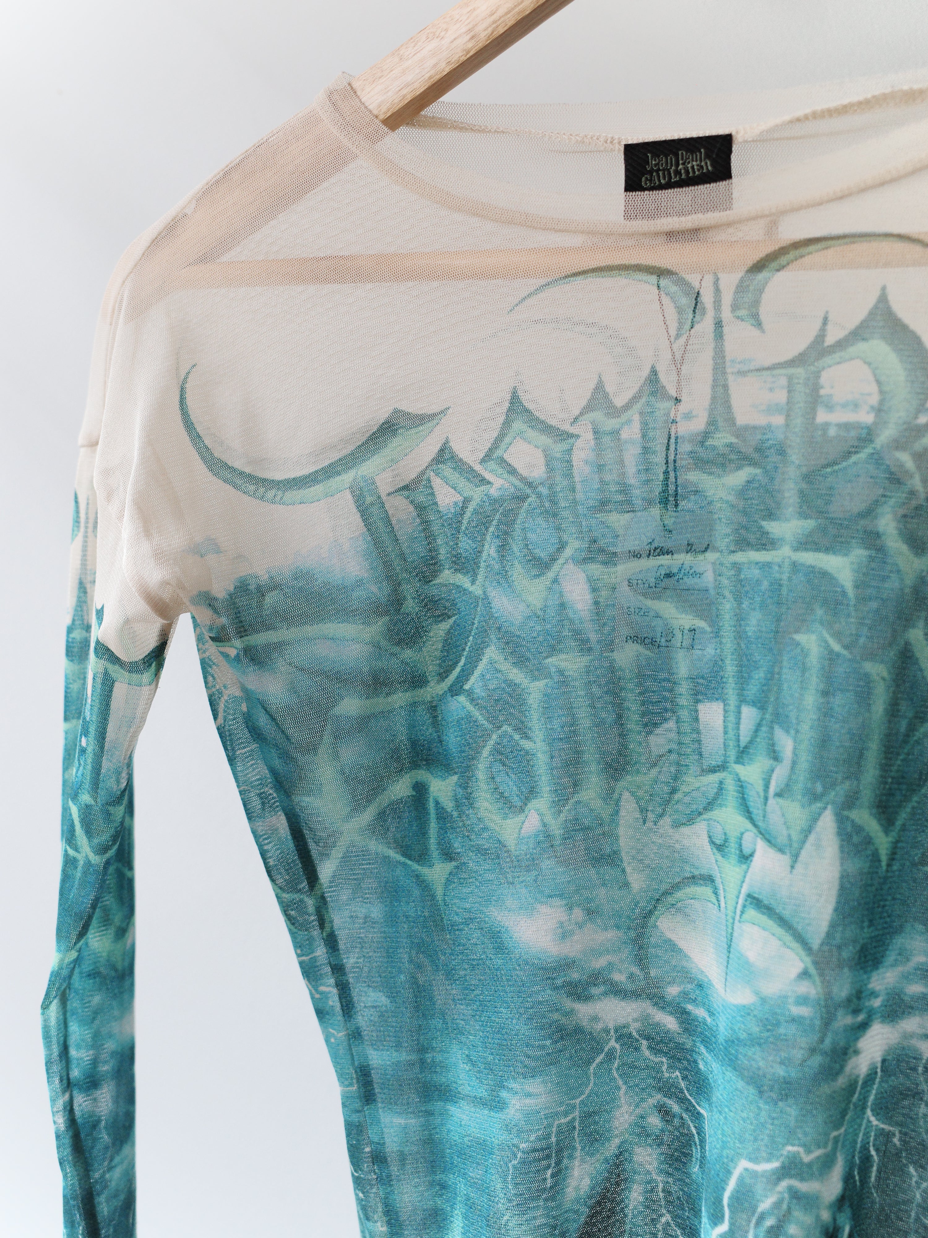 Jean Paul Gaultier Rare Green Satanic Mesh Top