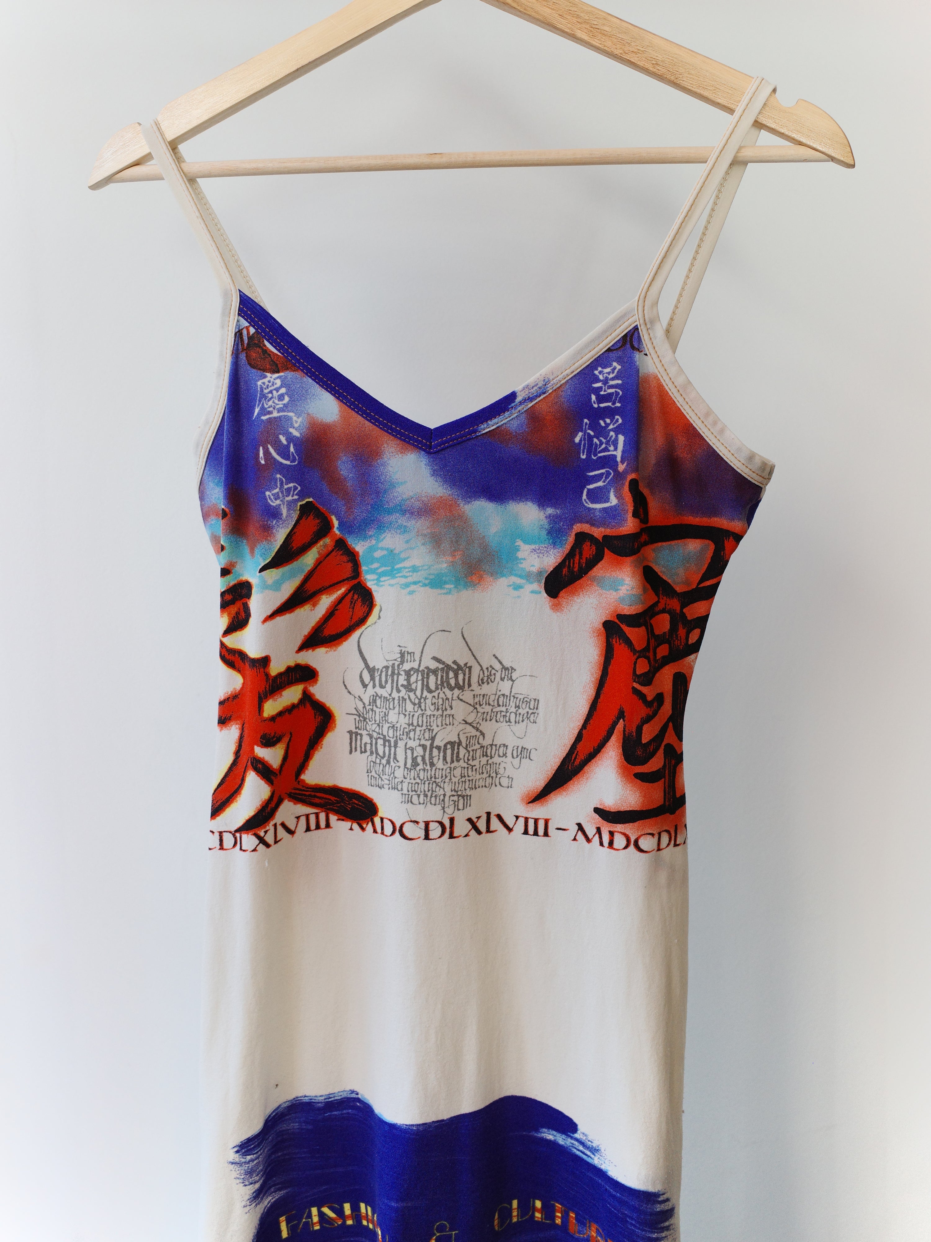 Jean Paul Gaultier Hanzi Graffiti Slip Dress