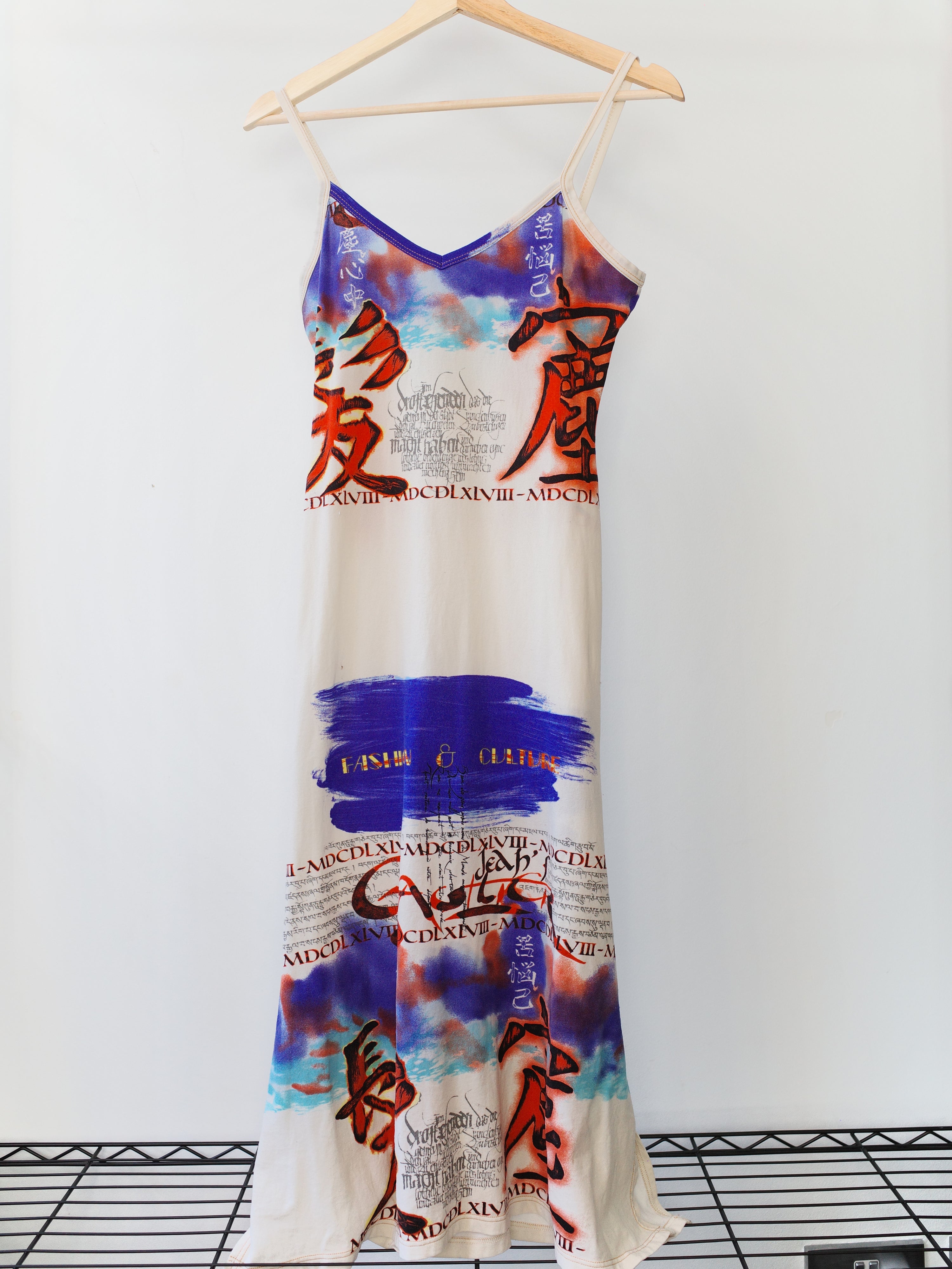 Jean Paul Gaultier Hanzi Graffiti Slip Dress
