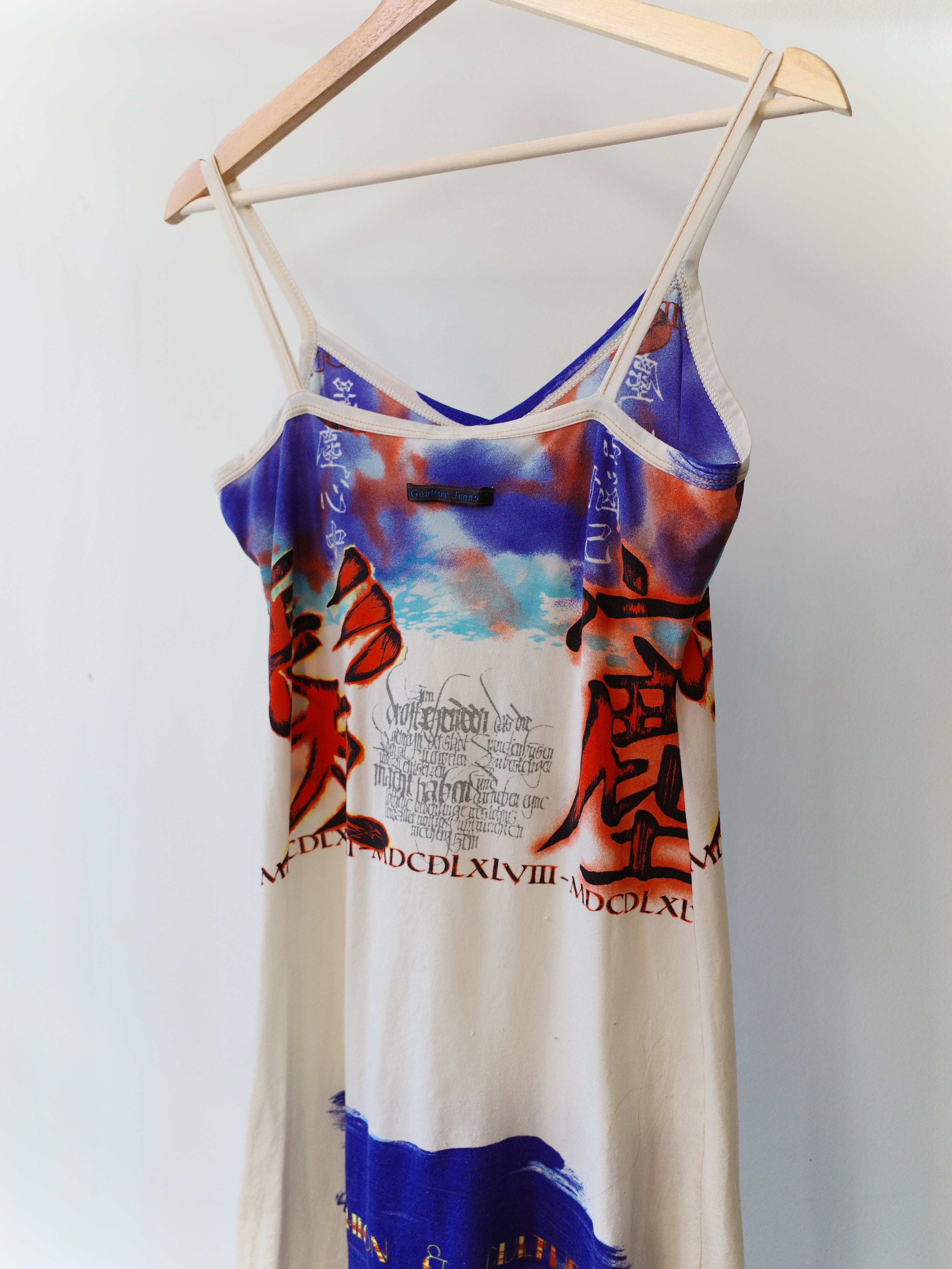 Jean Paul Gaultier Hanzi Graffiti Slip Dress