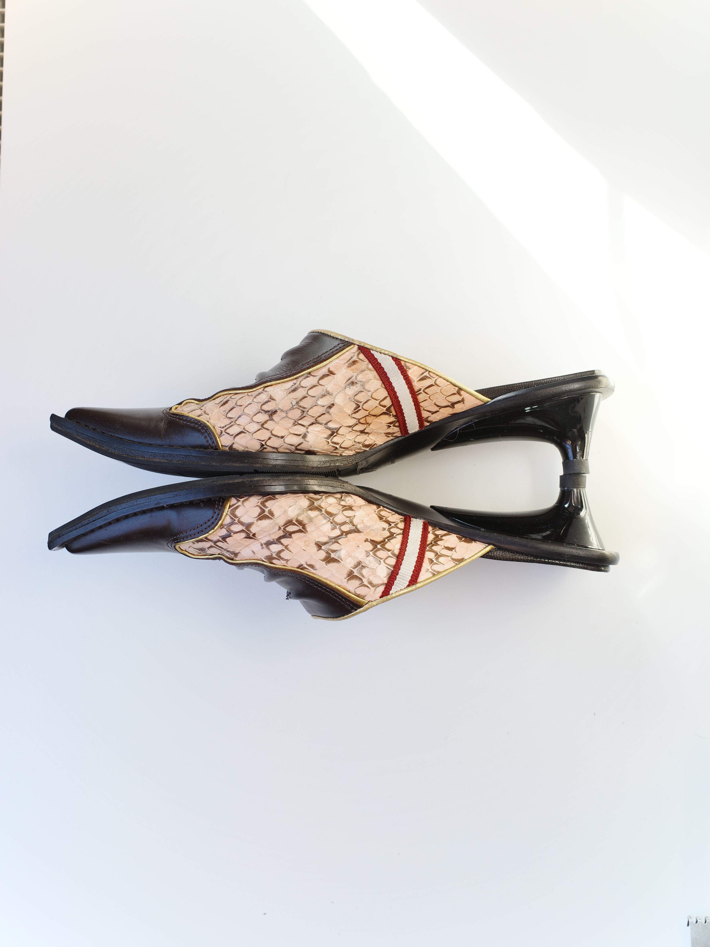 Miu Miu Y2K SS2000 Runway Sporty Snake Print Leather Number "3" Pointy Mules