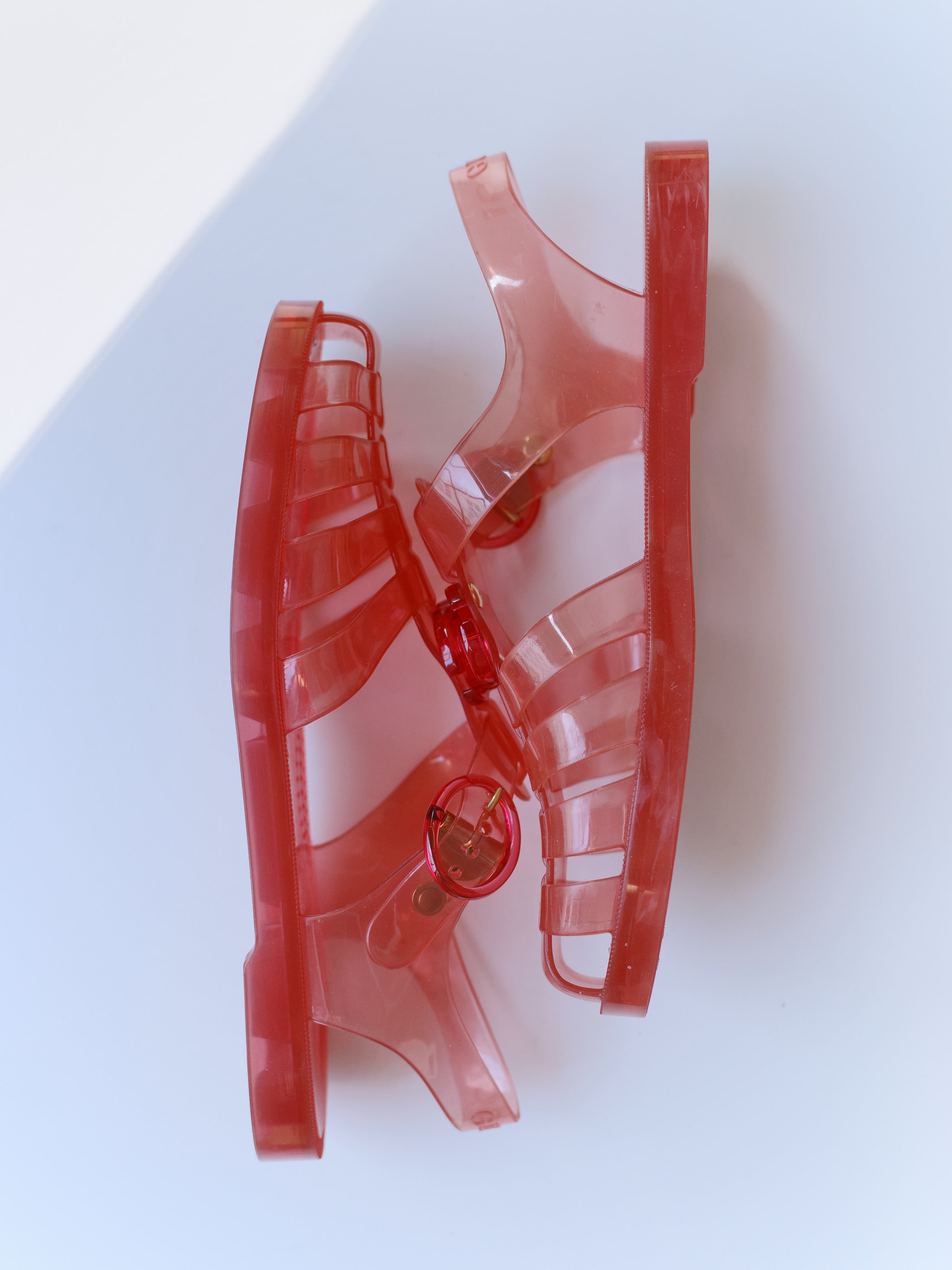 Gucci Red Jelly Logo Sandals
