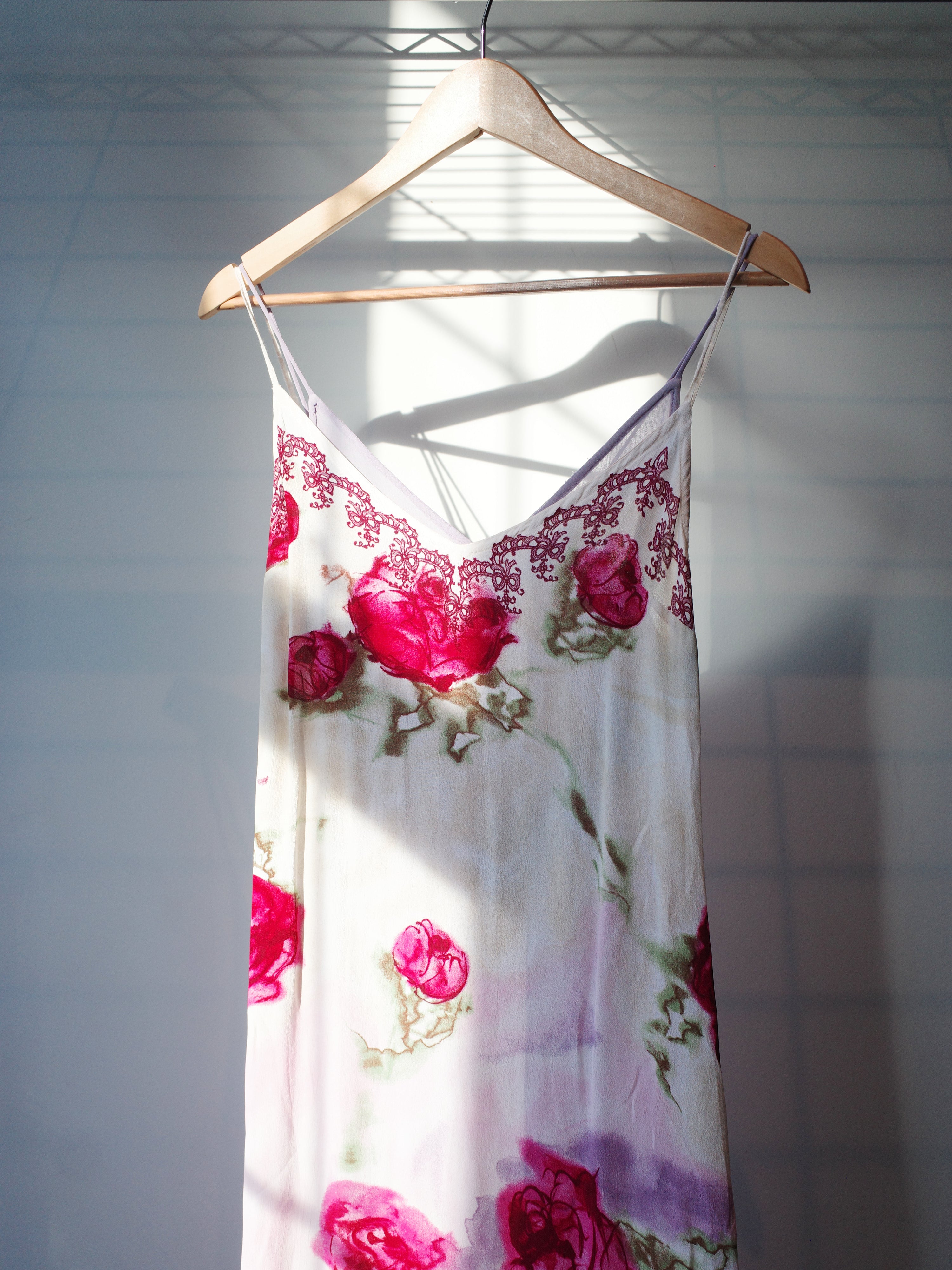 Blumarine F/W 1997 Rose-Print Layered Hooded Slip Dress