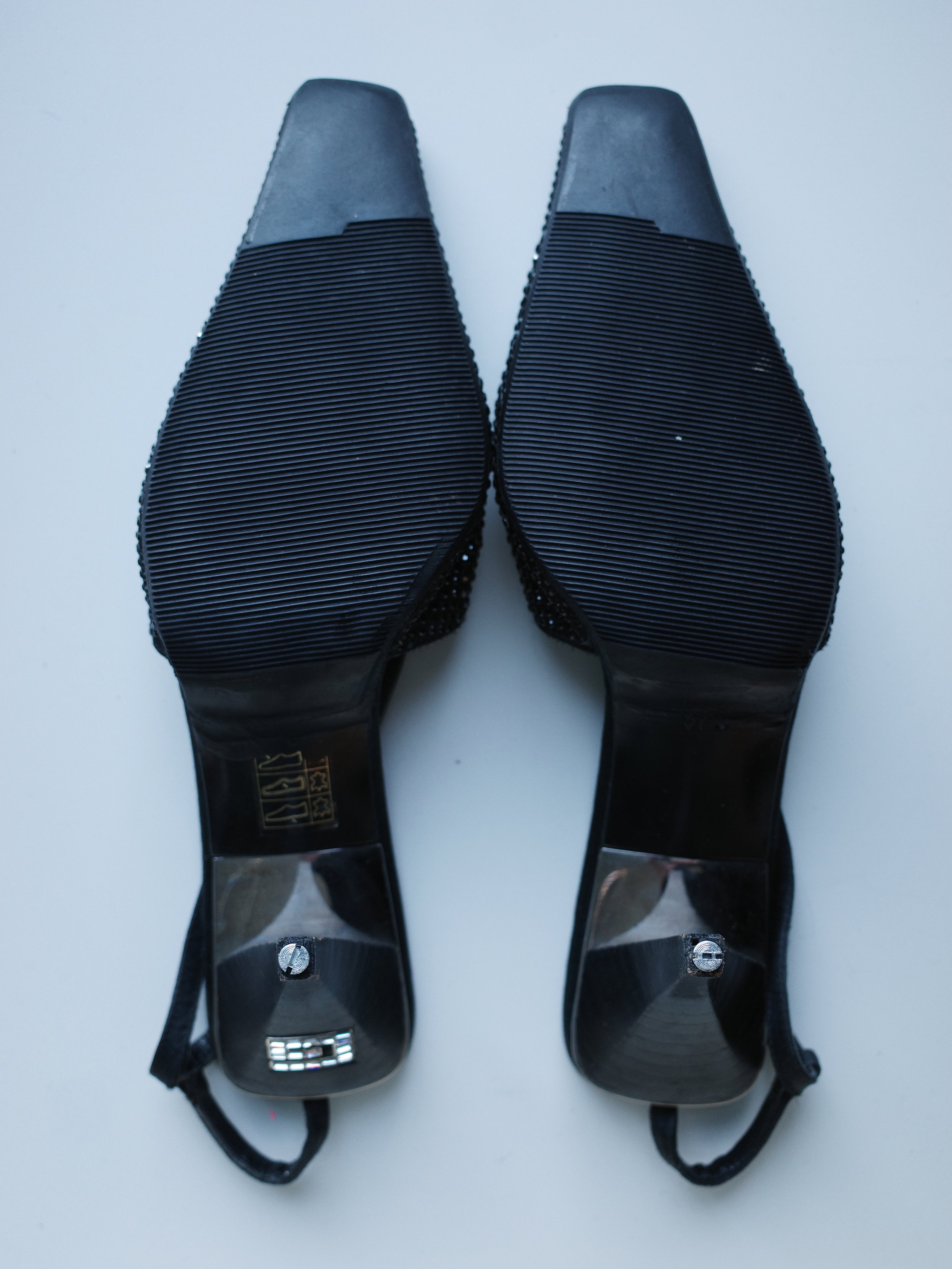 Gucci S/S 1998 Swarovski Crystal GG Slingback Heels