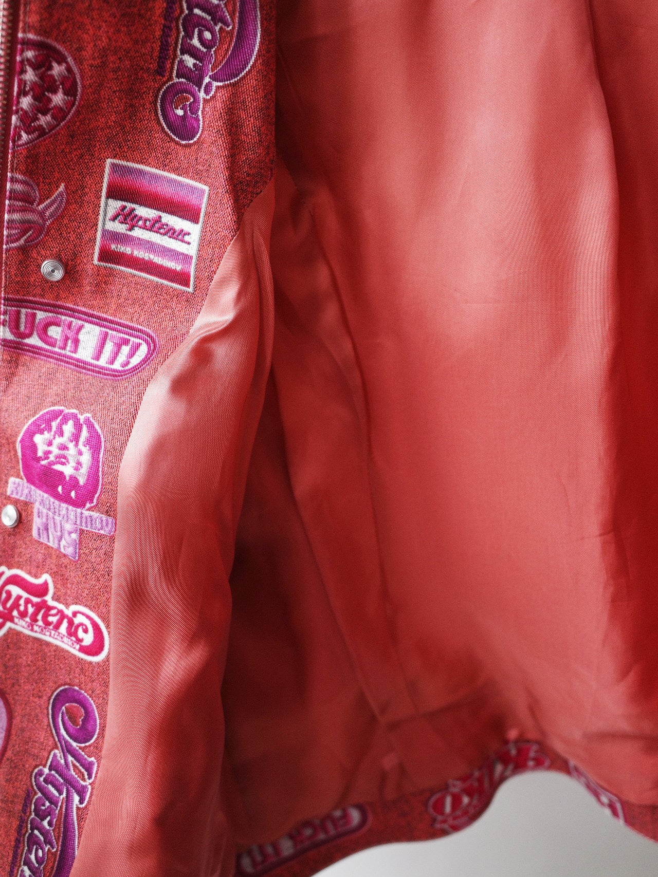 Kiko Kostadinov × Hysteric Glamour FW22 Pink Logo Print Deconstructed Denim Jacket – FIRE 火