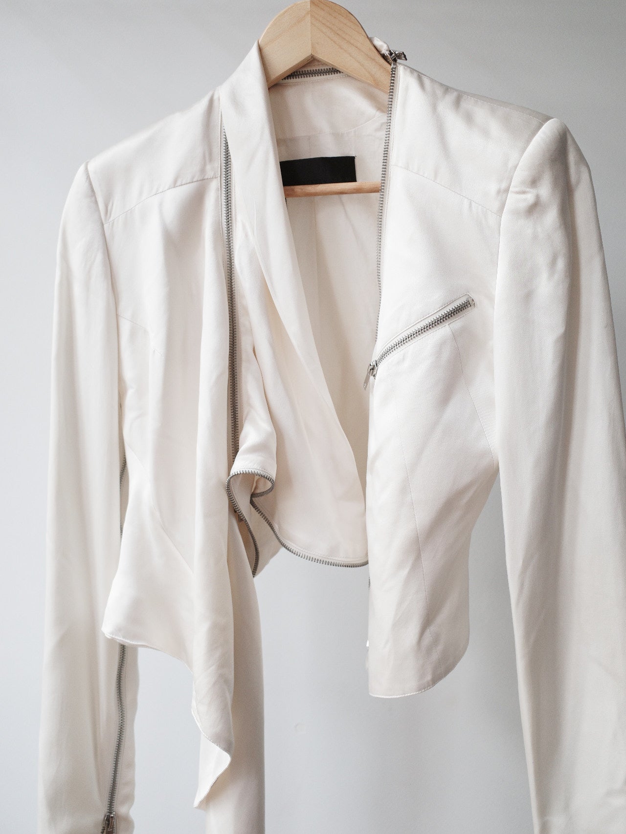 Haider Ackermann Ivory Silk Drape-Zip Jacket