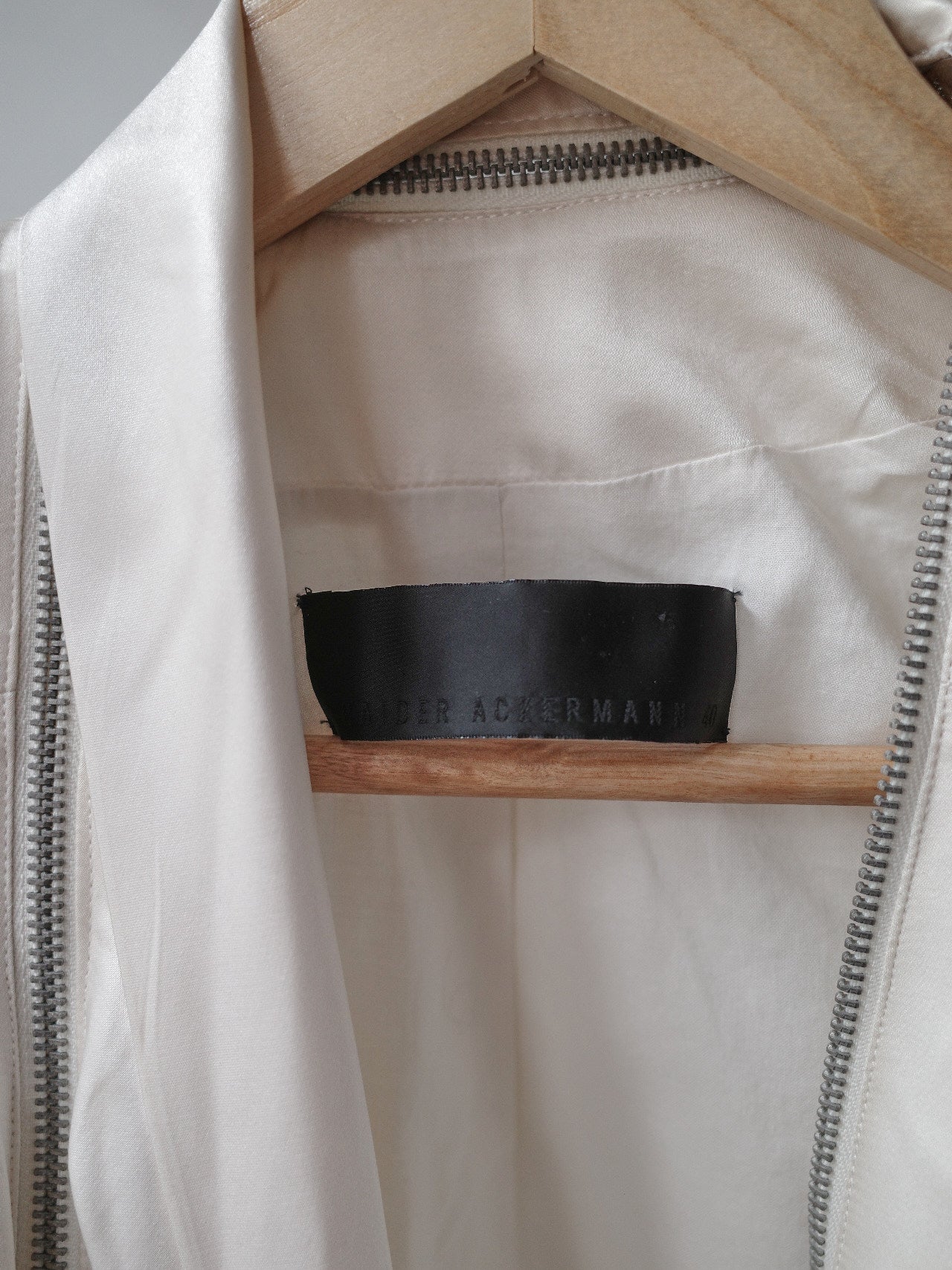 Haider Ackermann Ivory Silk Drape-Zip Jacket