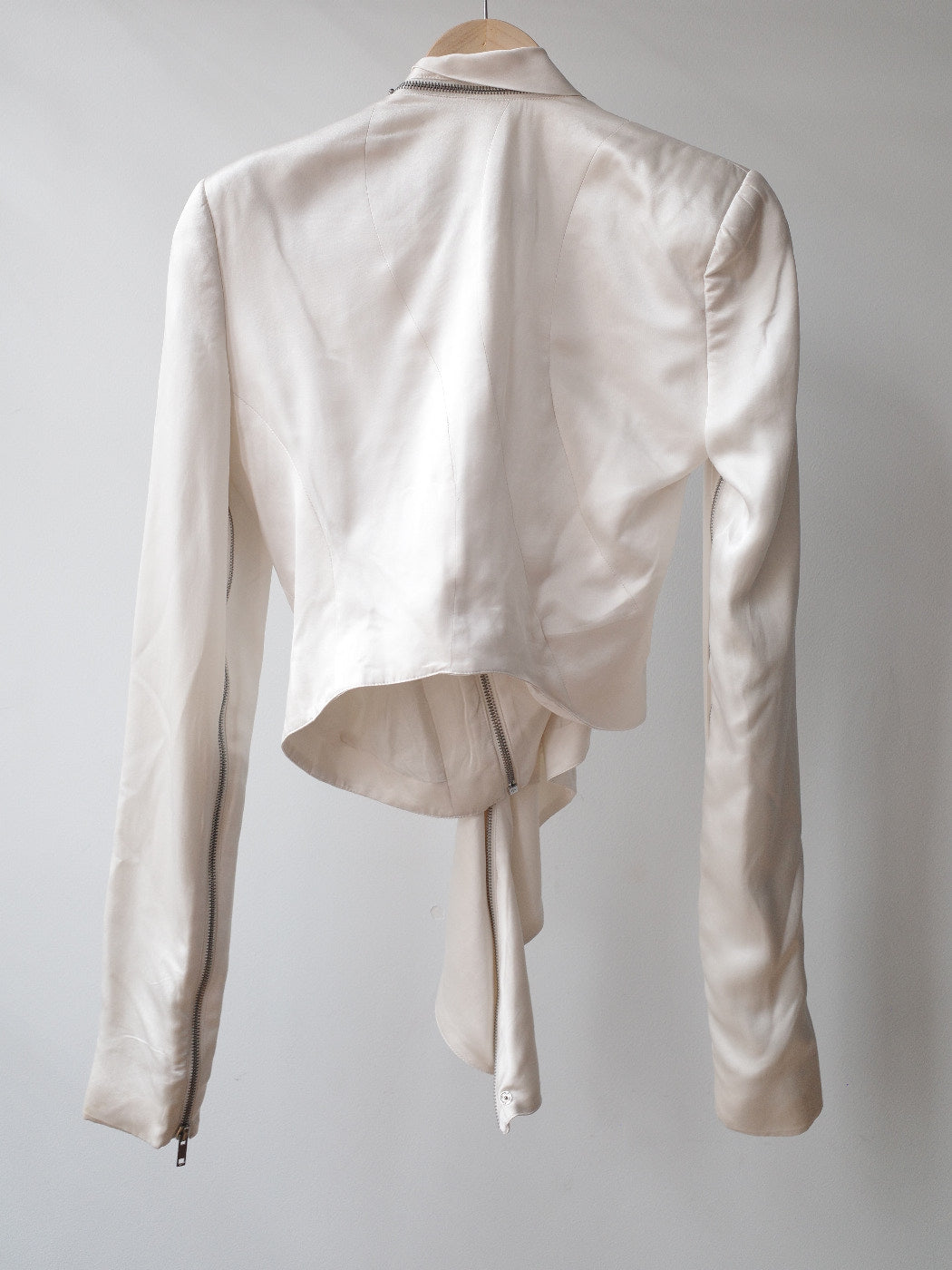 Haider Ackermann Ivory Silk Drape-Zip Jacket