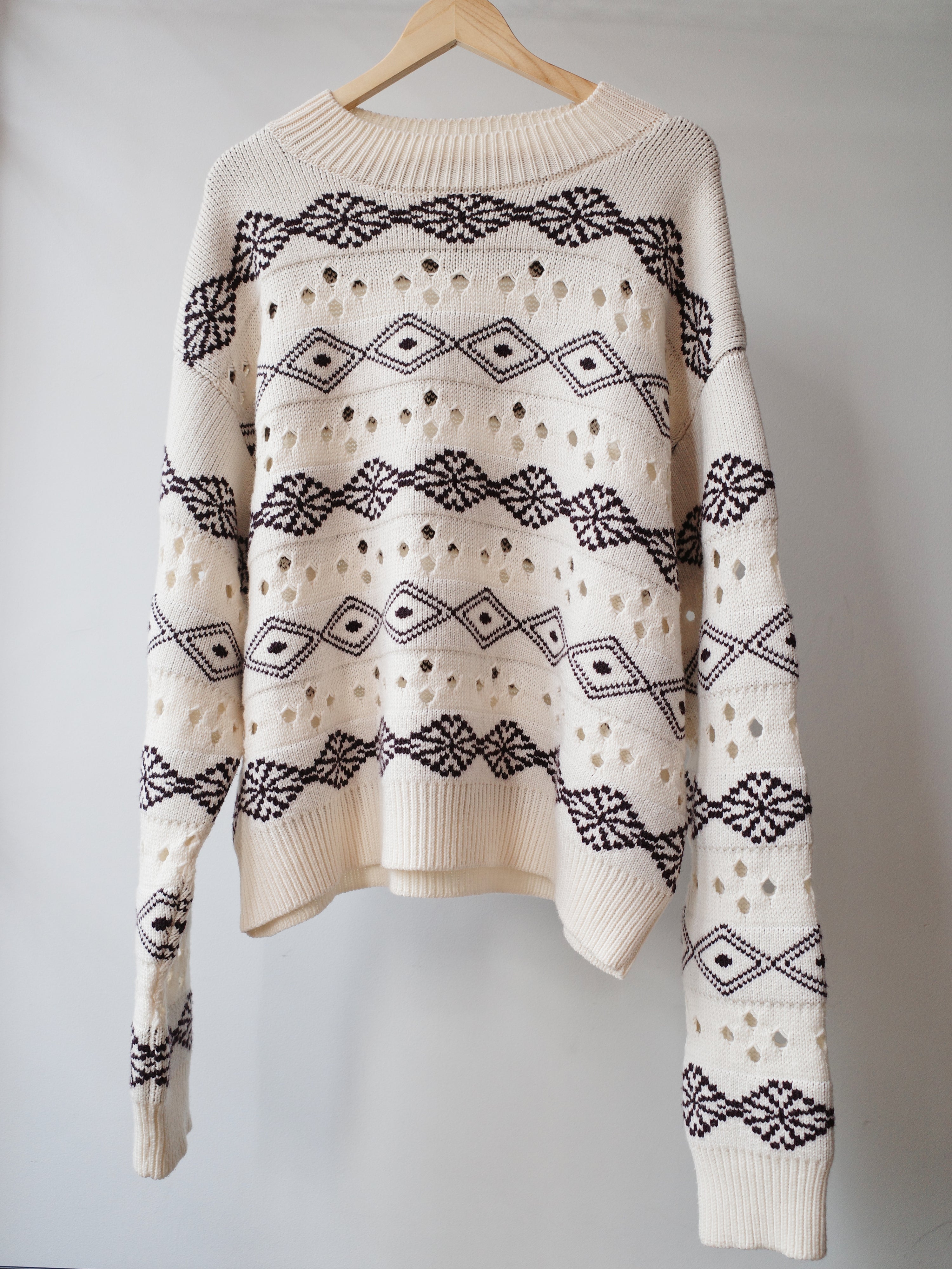Namacheko Cream Patterned Knit Sweater