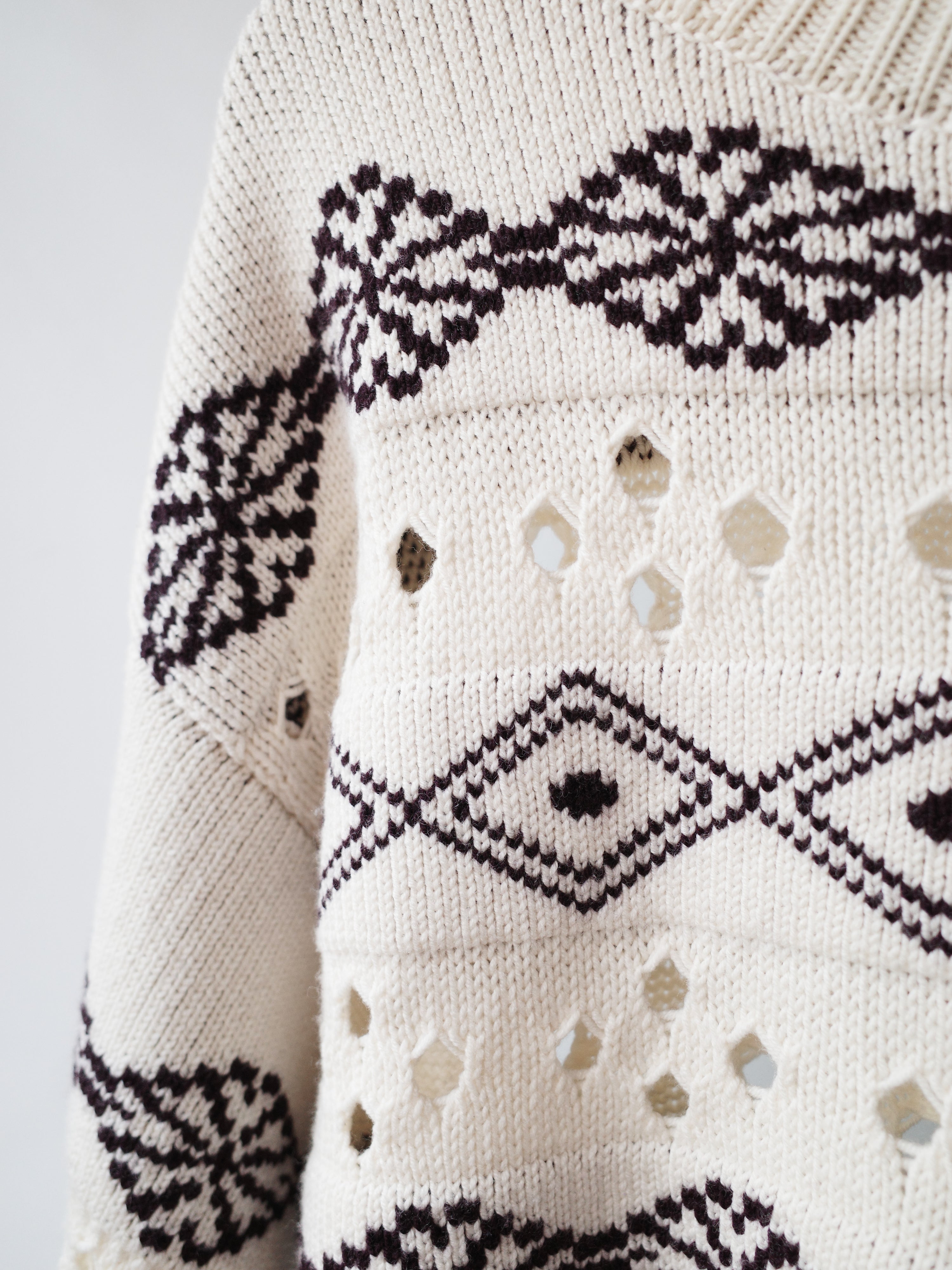 Namacheko Cream Patterned Knit Sweater