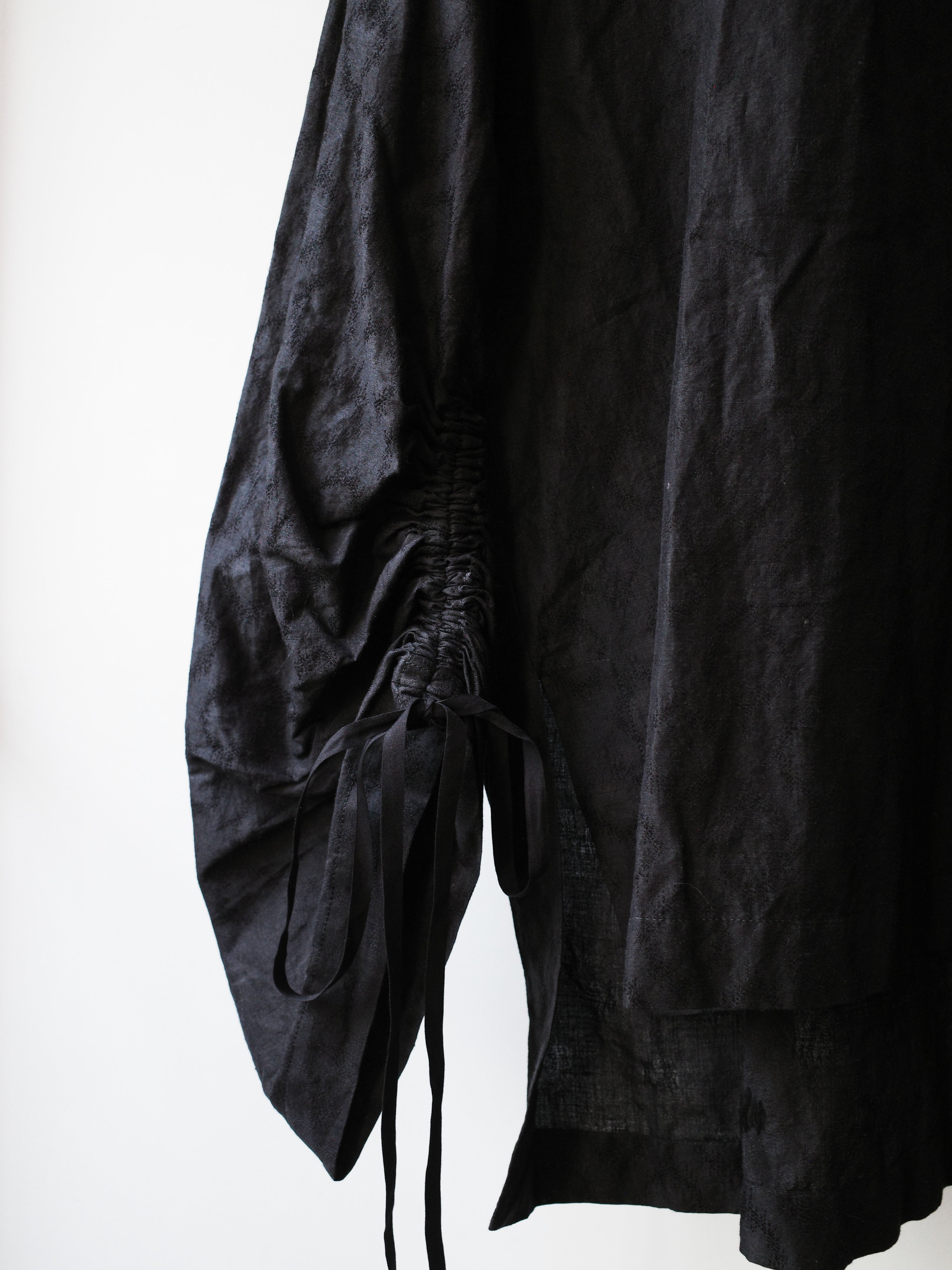 UMA WANG “TOIVO” Black Ruched Sleeve Top