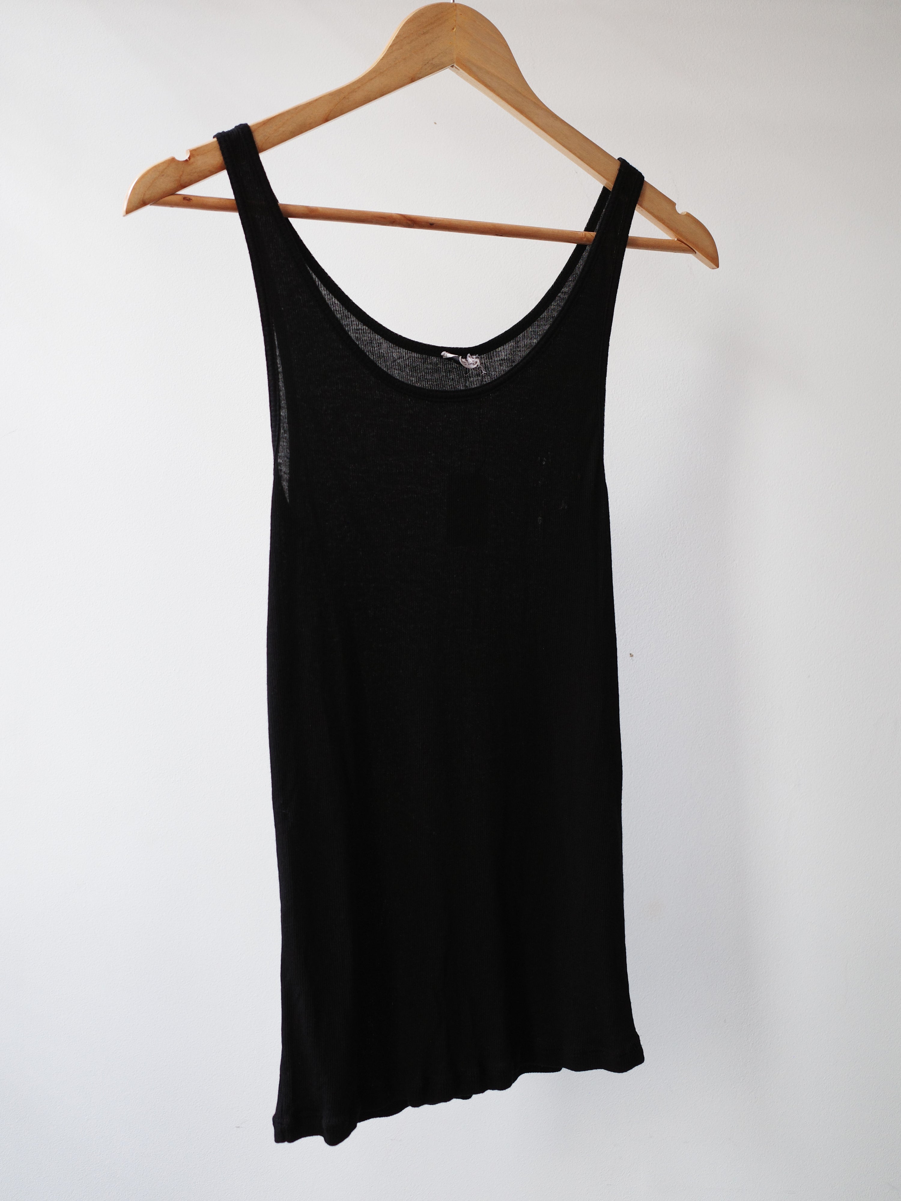 Saint Laurent Distressed Black Tank Top