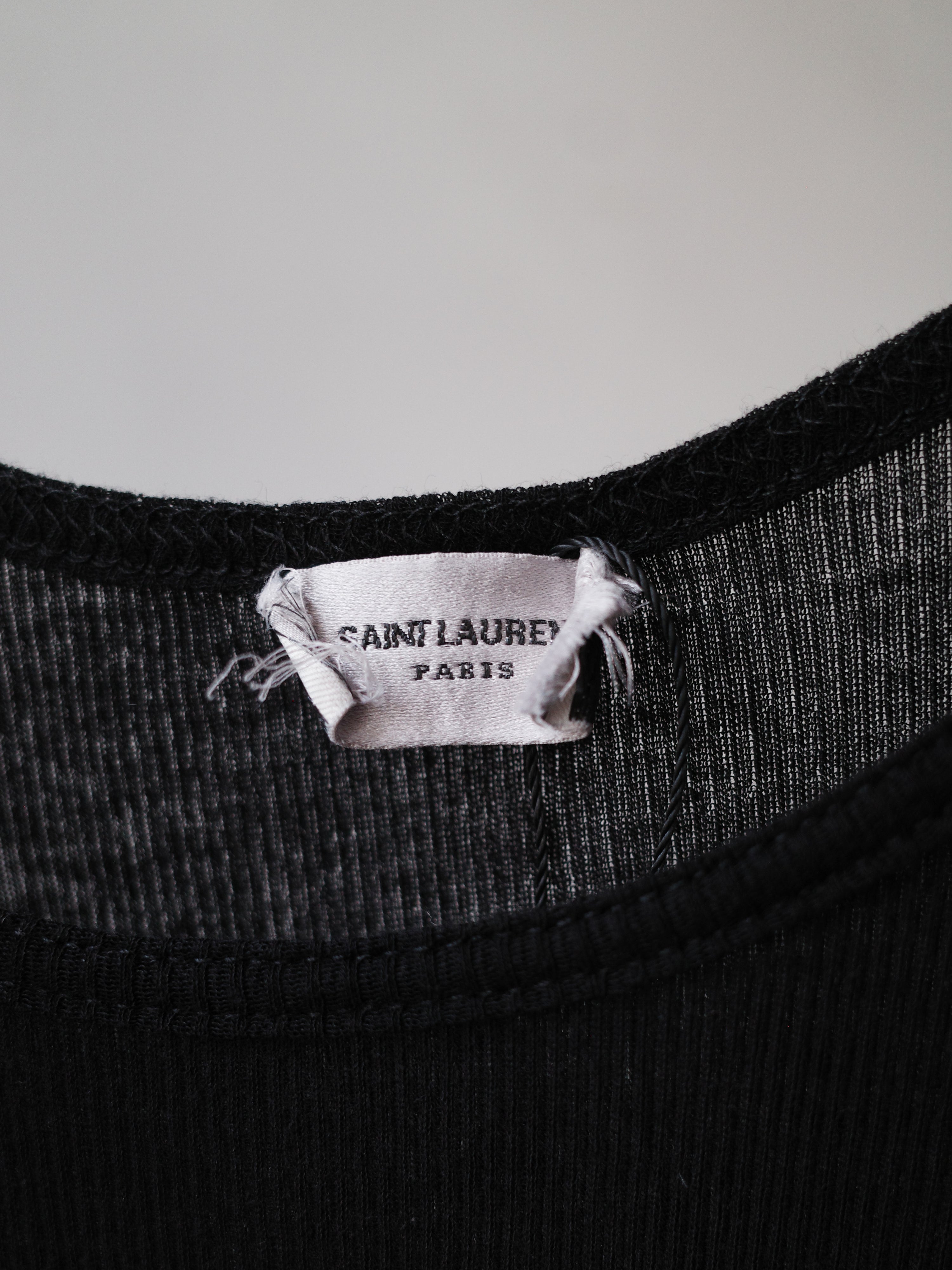 Saint Laurent Distressed Black Tank Top
