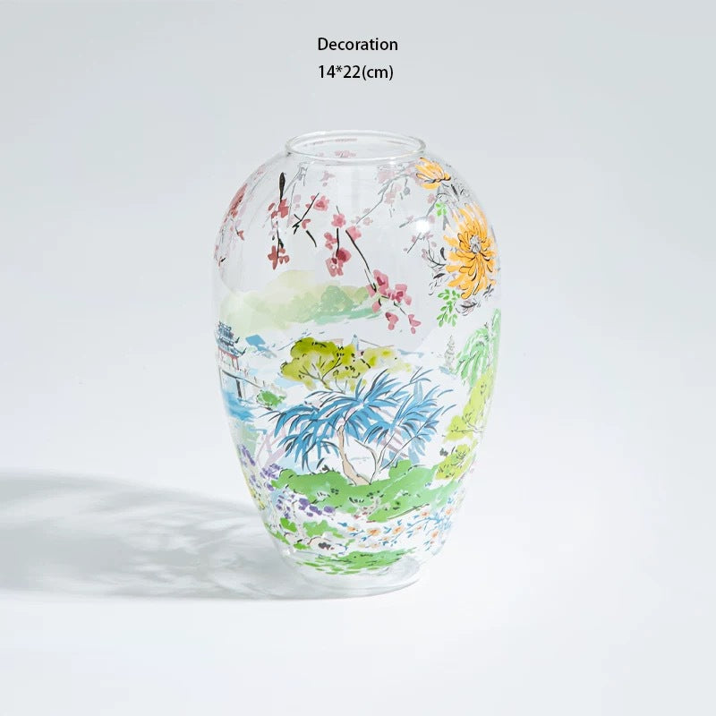 Decor“Jiangnan Spring”Shop Owner's Private Collection Vase Venice Collection Glass Ornament Living Room New Chinese Style