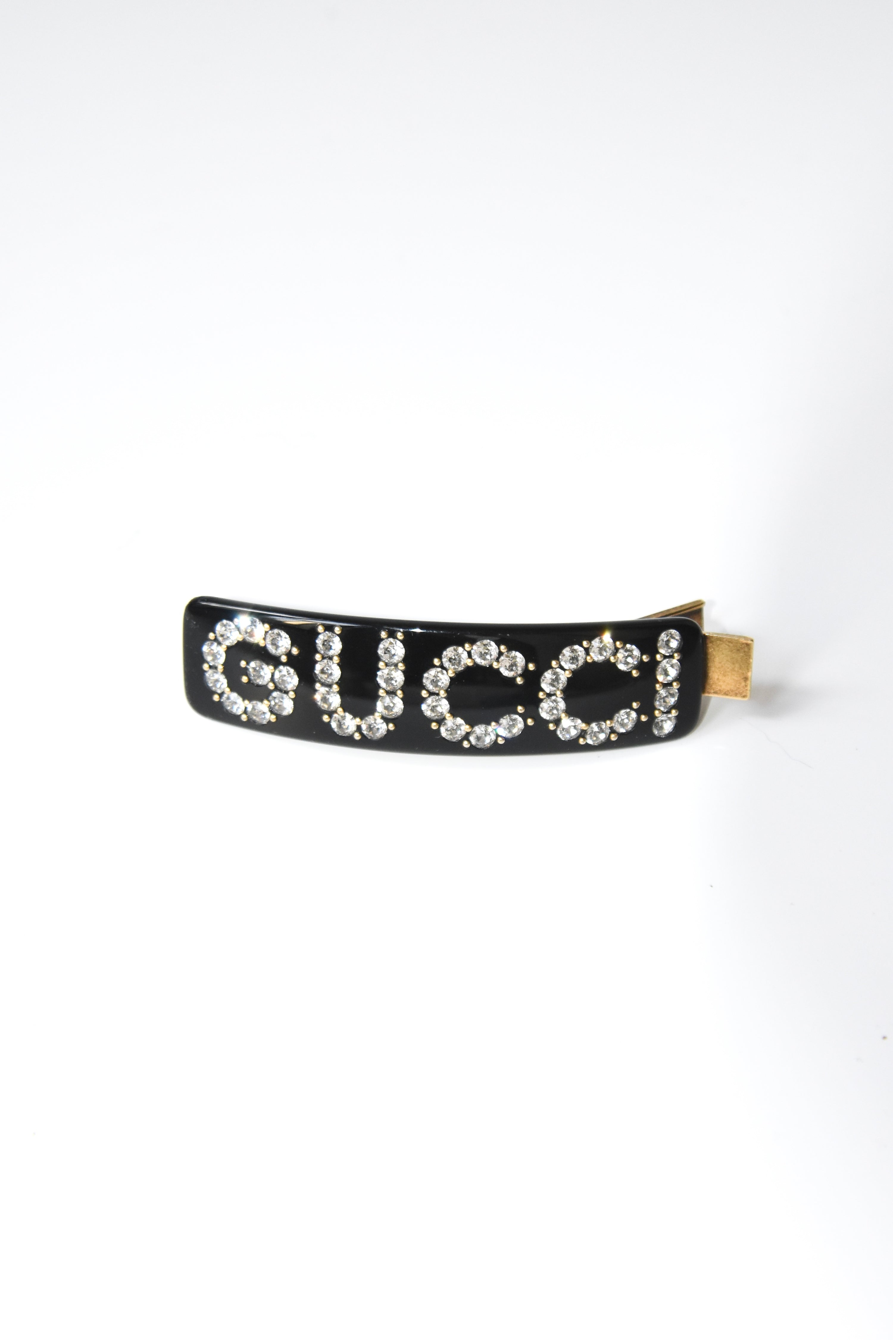 GUCCI Crystal Logo Hair Clip