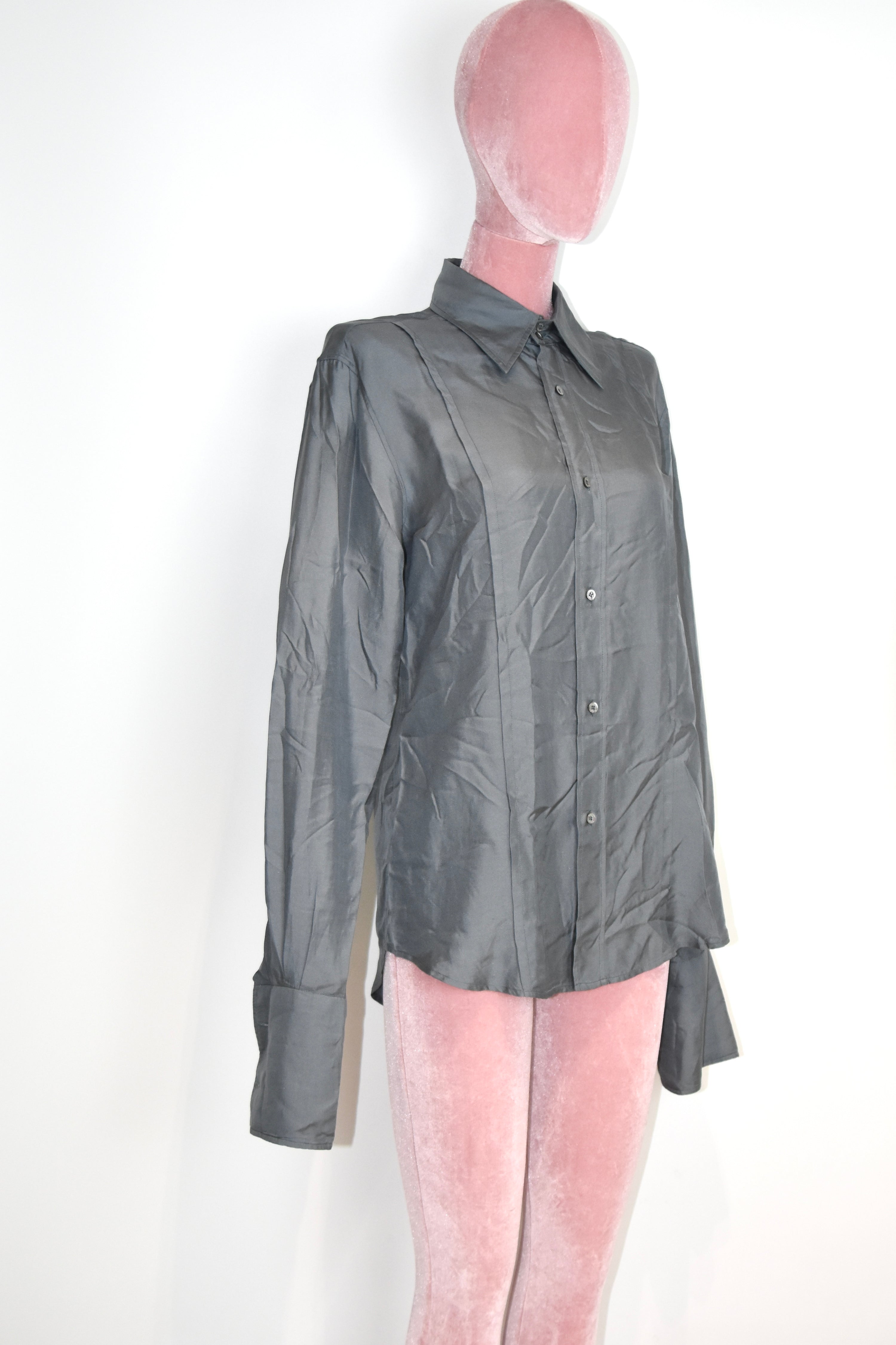 Gucci by Tom Ford 1990s–Early 2000s Grey Silk Tailored Shirt – Archive Minimalist Runway Era Piece