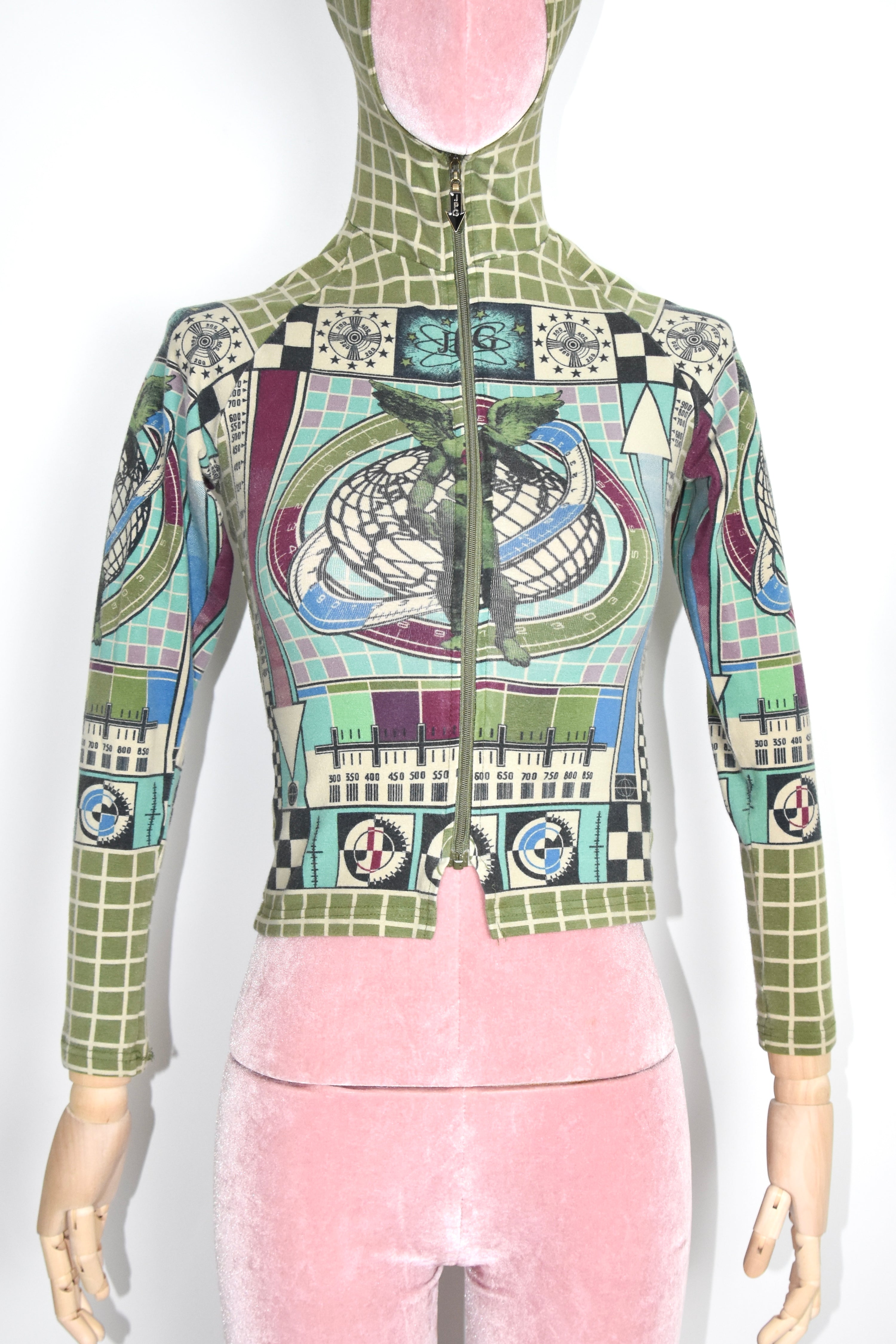 Jean Paul Gaultier Vintage TV Print Hooded Sweatshirt