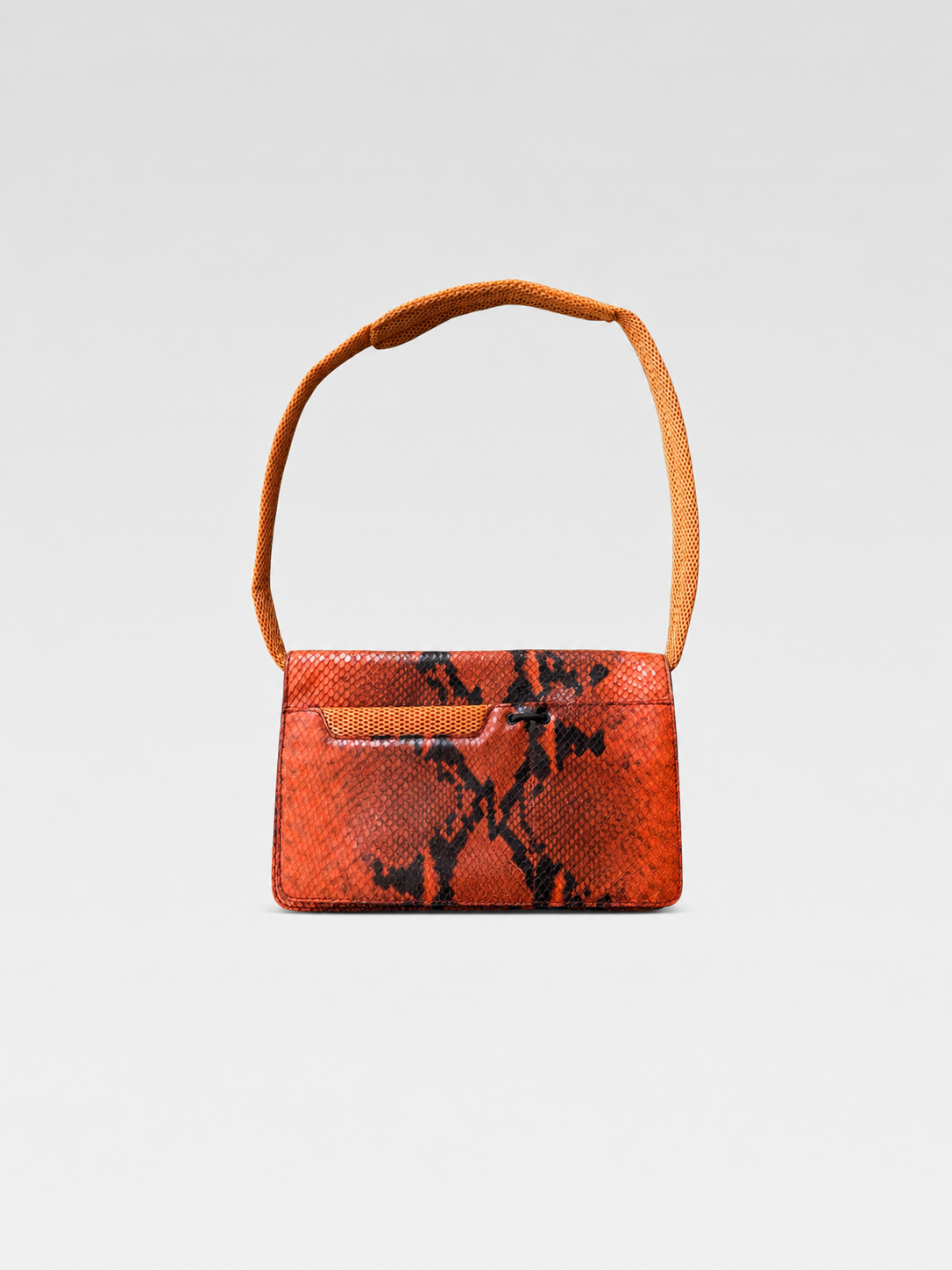 Miu Miu F/W 1999 Runway Orange Python Print Mesh Shoulder Bag – Vintage Sport Glam Archive Piece
