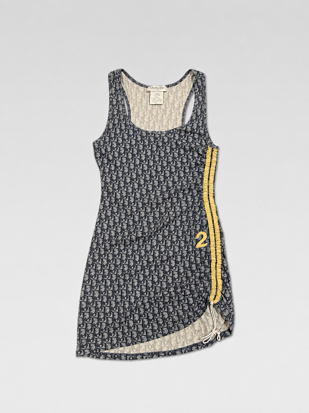 Christian Dior by John Galliano Vintage Blue Oblique Monogram “2” Sport Tank Dress