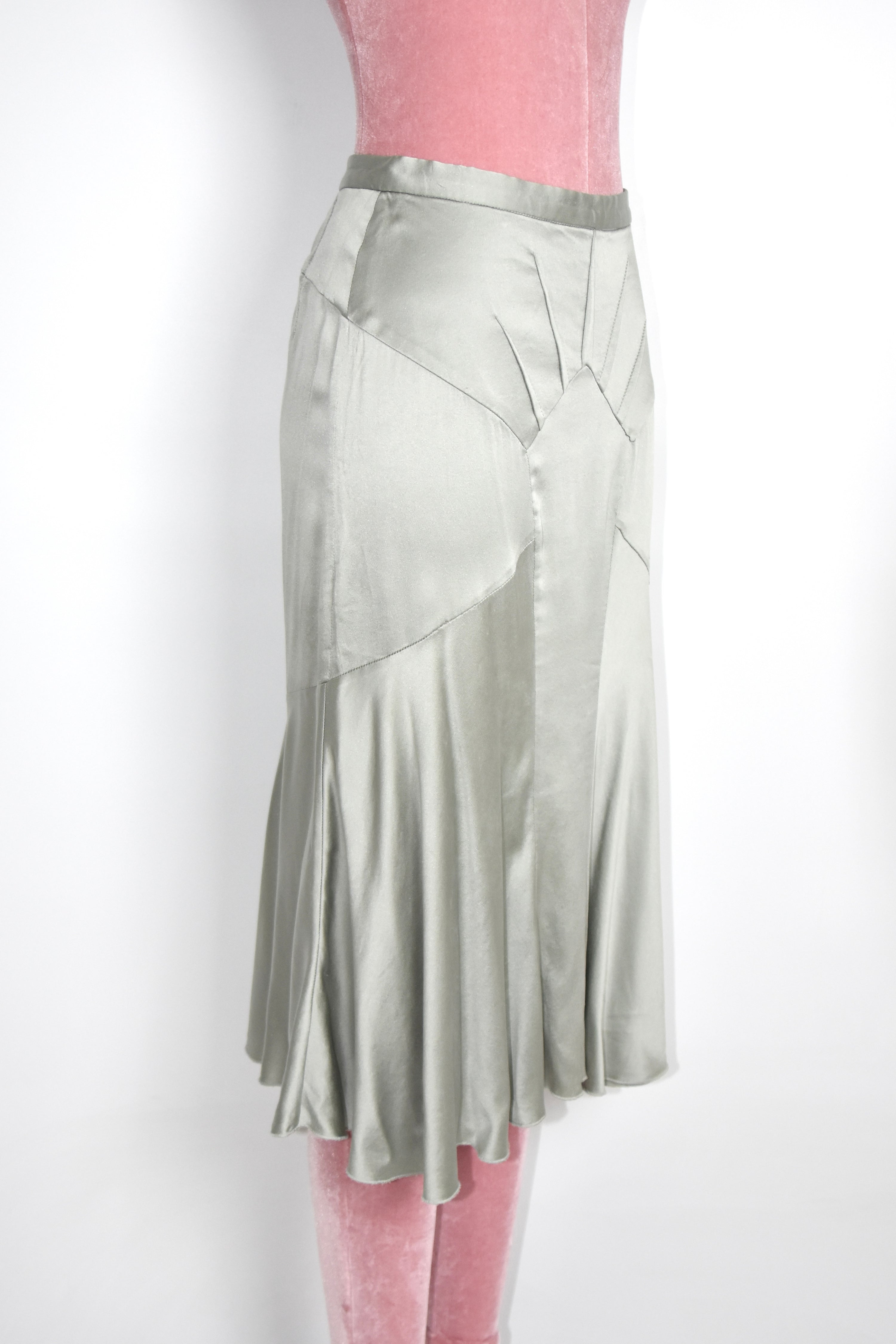 Dolce & Gabbana Silver Satin Panel Skirt