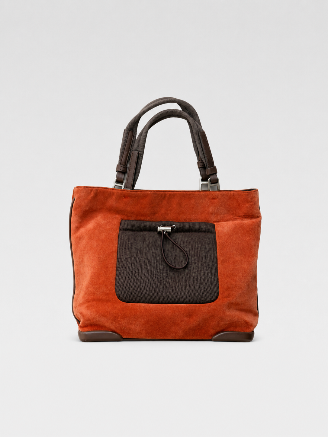 Prada FW1999 Archive Burnt Orange Suede Mesh Pocket Tote Bag Technical Utility Minimalist Handbag