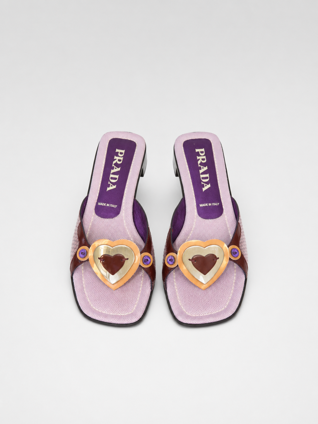 Prada Vintage Heart Icon Sandals in Purple