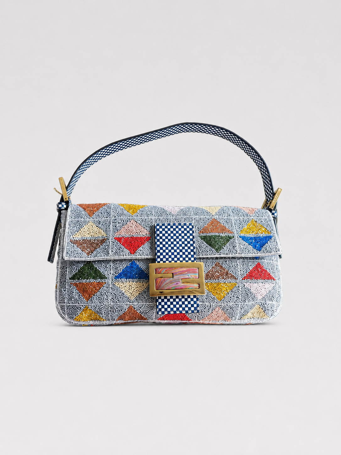 Fendi Multicolor Beaded Geometric Baguette Bag – Ultra Rare Hand-Embroidered Couture Piece