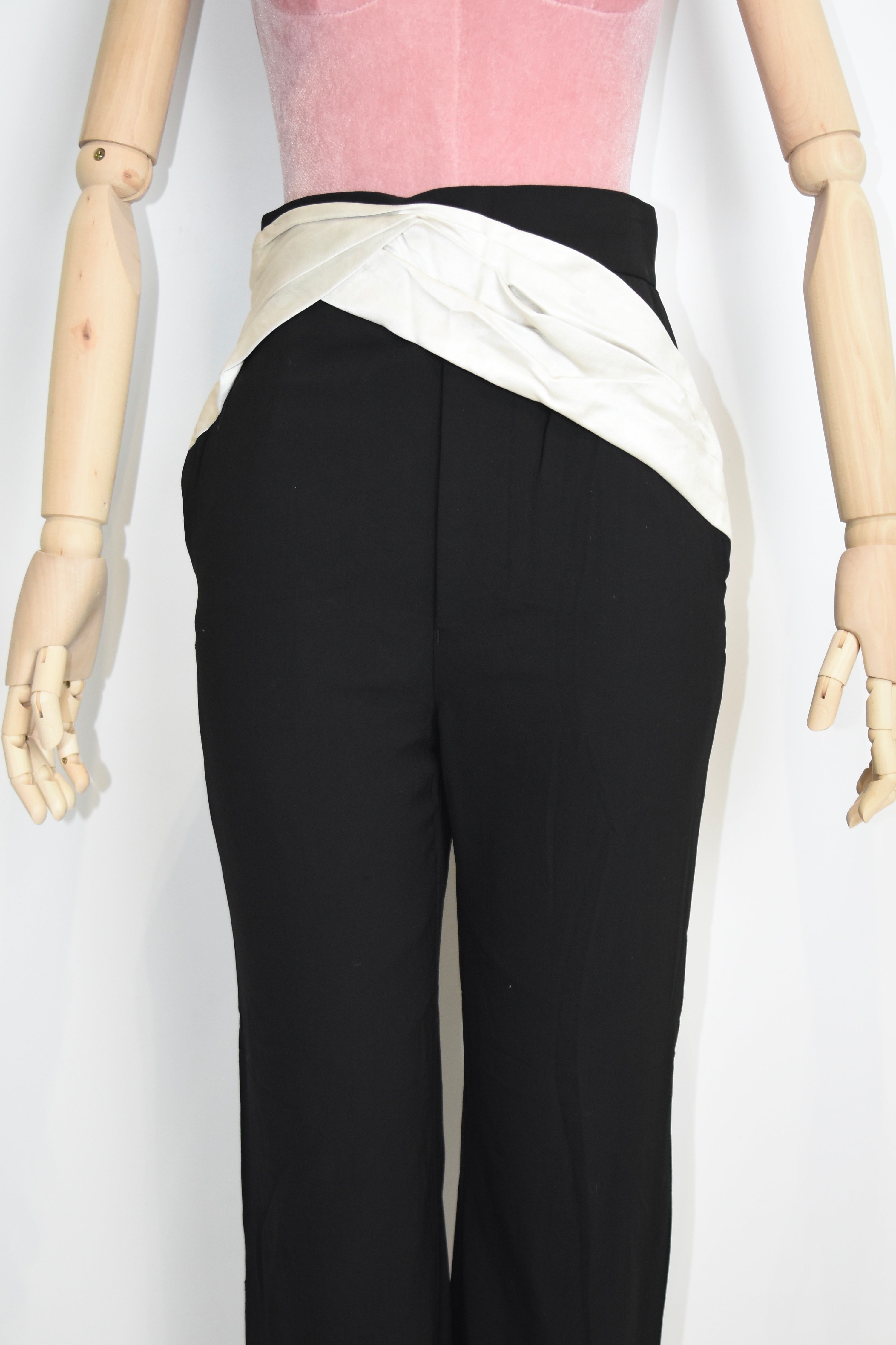 Haider Ackermann Draped Waist Tailored Black Trousers – Sculptural Avant-Garde Designer Pants