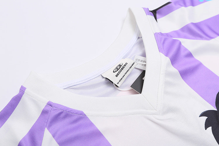 Y2K Cute Football Print Pink and Purple Mesh Breathable Short Sleeve T-shirt