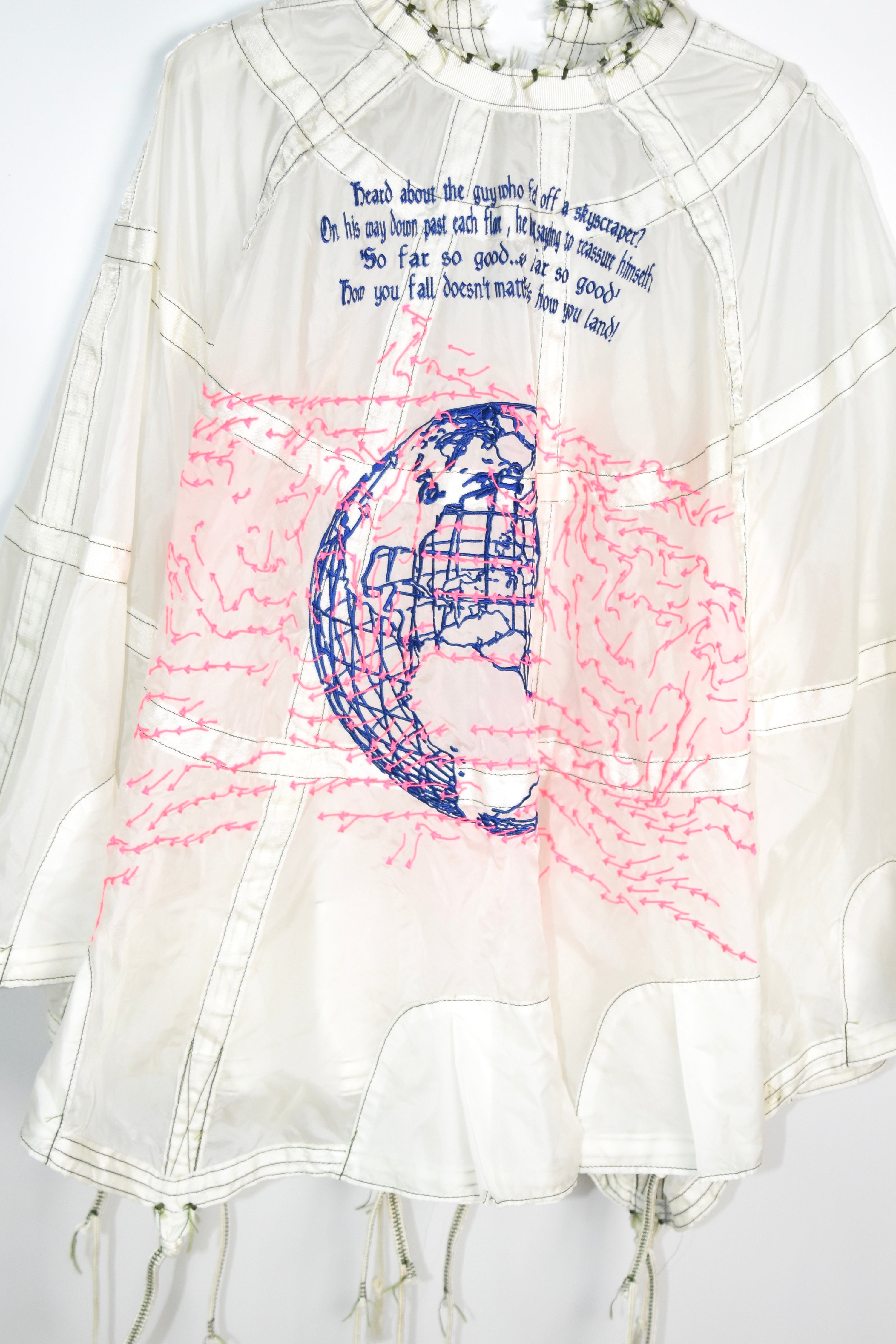 Upcycled Parachute Cape – Experimental Avant-Garde Utility Poncho