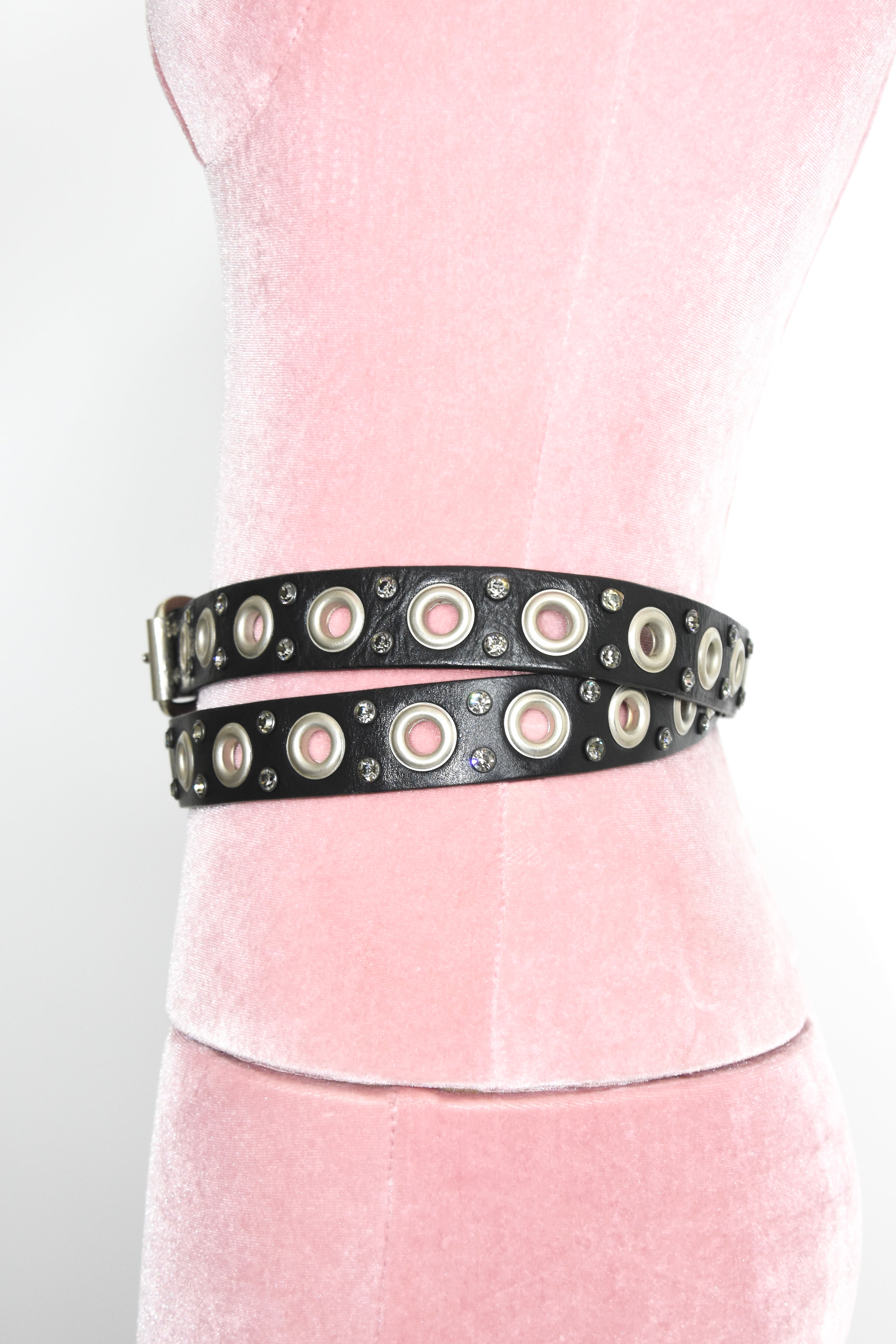 Vivienne Westwood Crystal Stud Double Wrap Leather Belt – Rare Vintage Punk Archive Piece