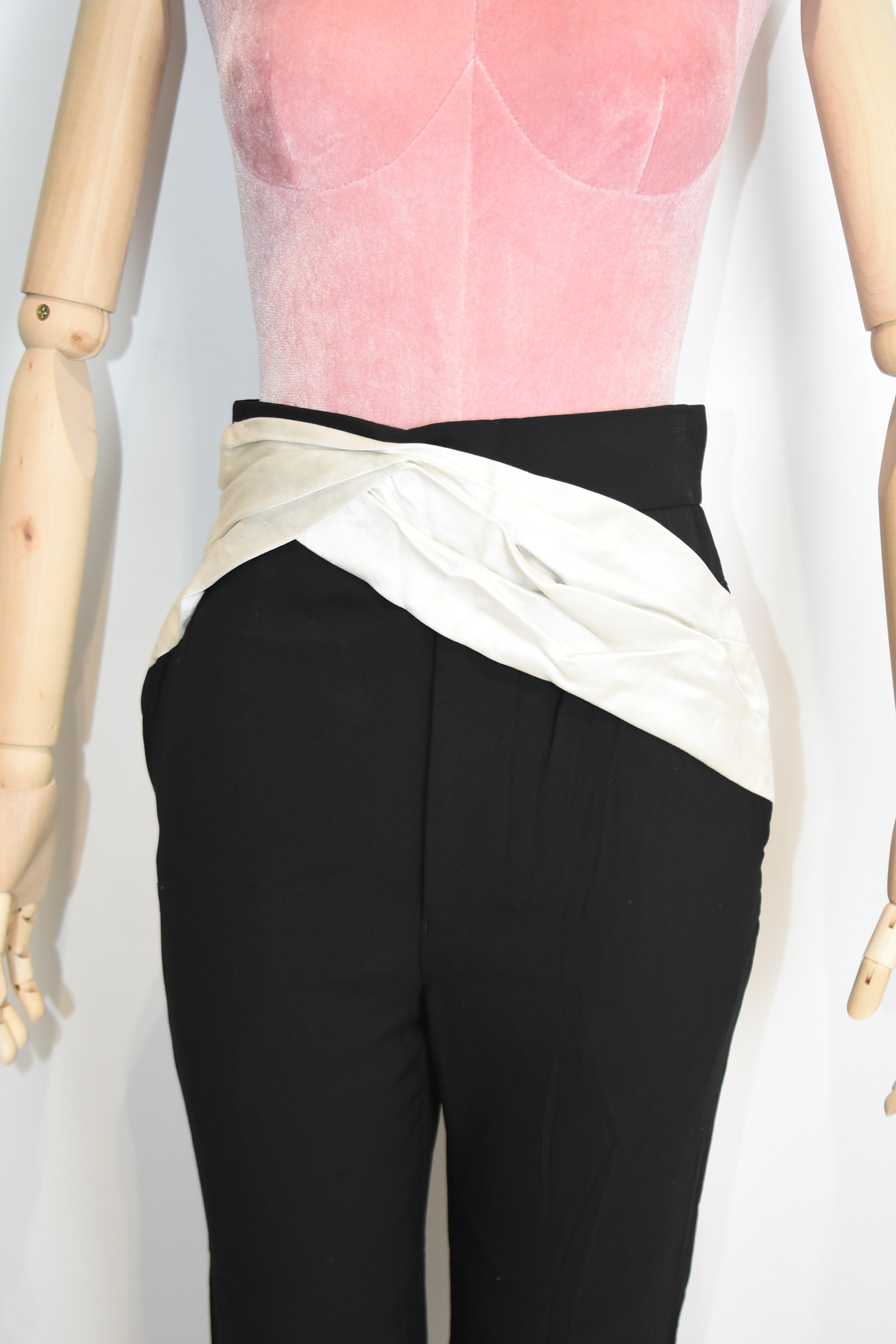Haider Ackermann Draped Waist Tailored Black Trousers – Sculptural Avant-Garde Designer Pants