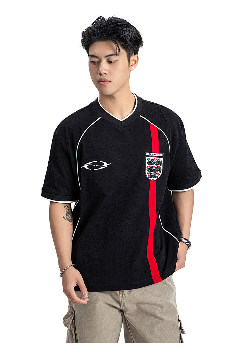 White and Black Trendy No.7 Beckham Print Football jersey loose short sleeve T-Shirt Top