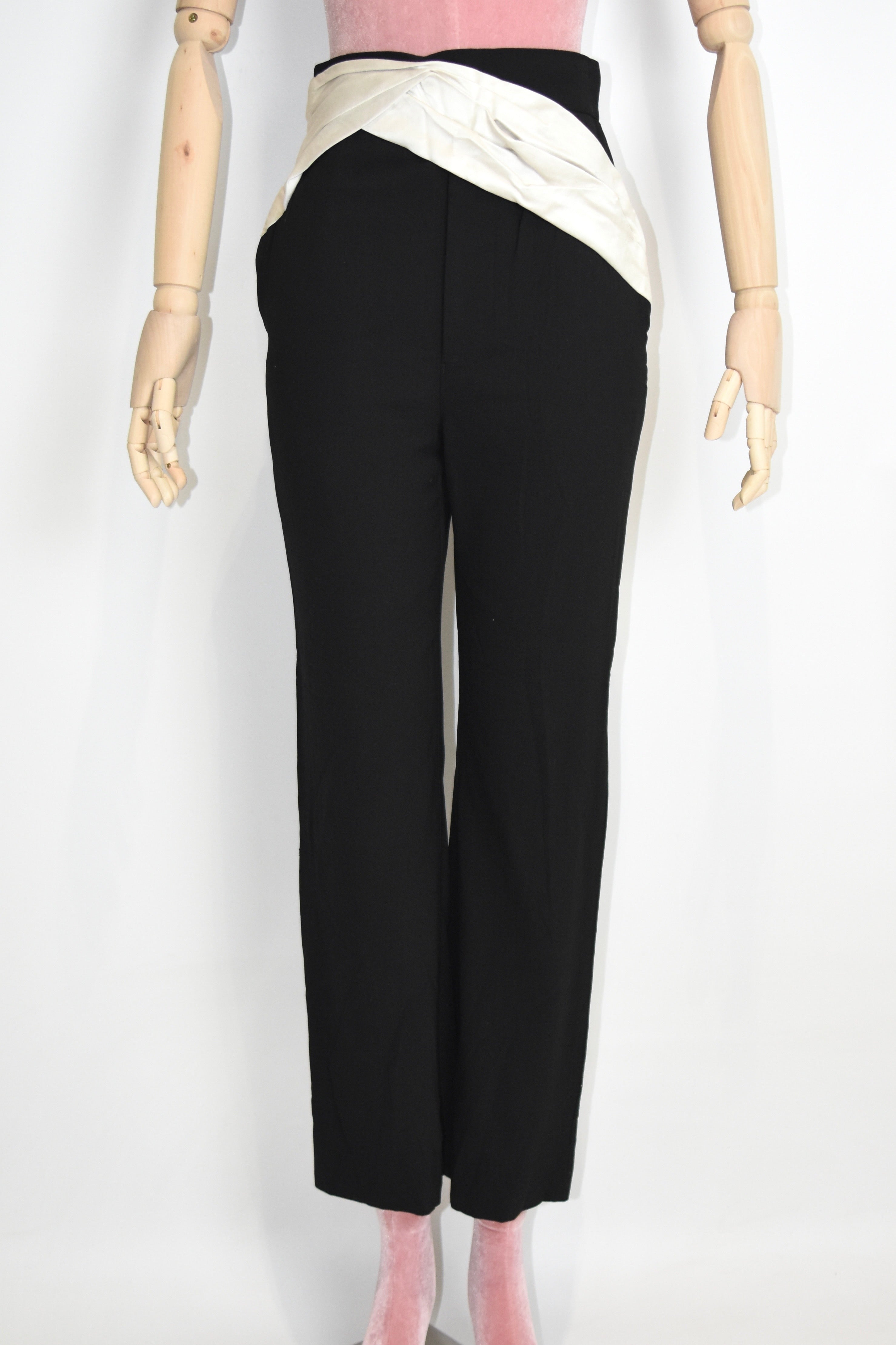 Haider Ackermann Draped Waist Tailored Black Trousers – Sculptural Avant-Garde Designer Pants