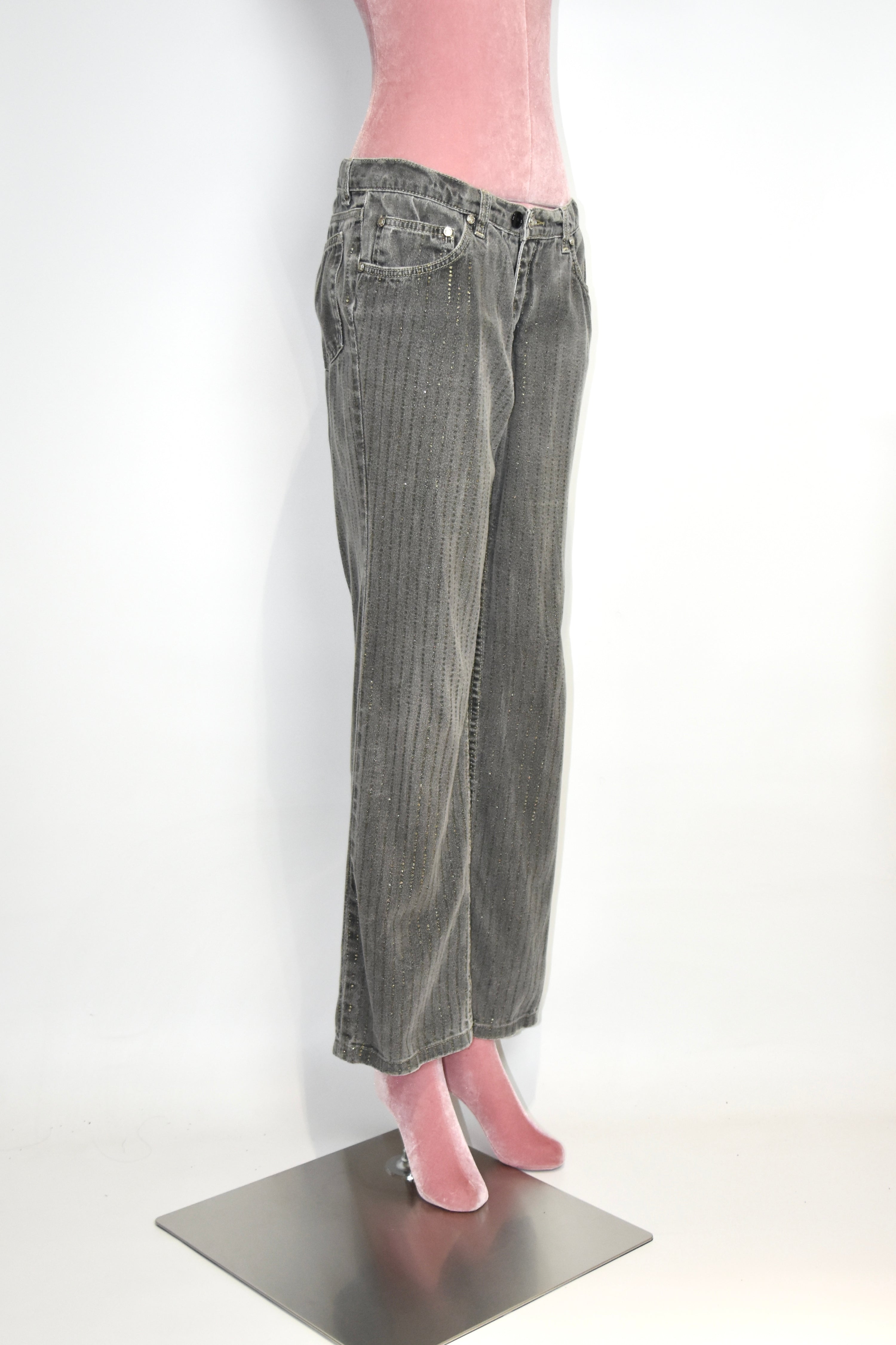 Roberto Cavalli Vintage Glitter-Flecked Grey Jeans