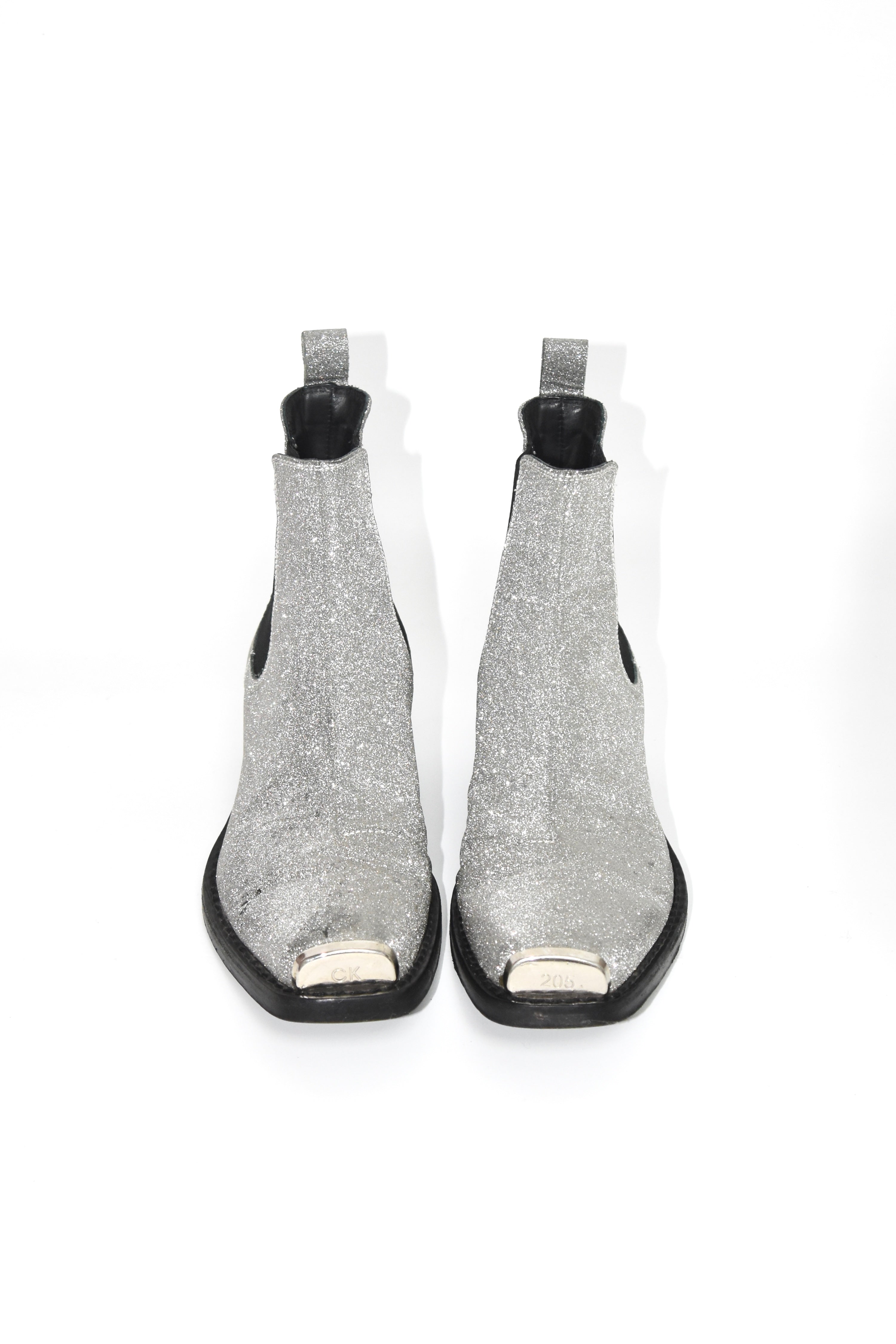 Calvin Klein 205W39NYC Silver Glitter Western Boots