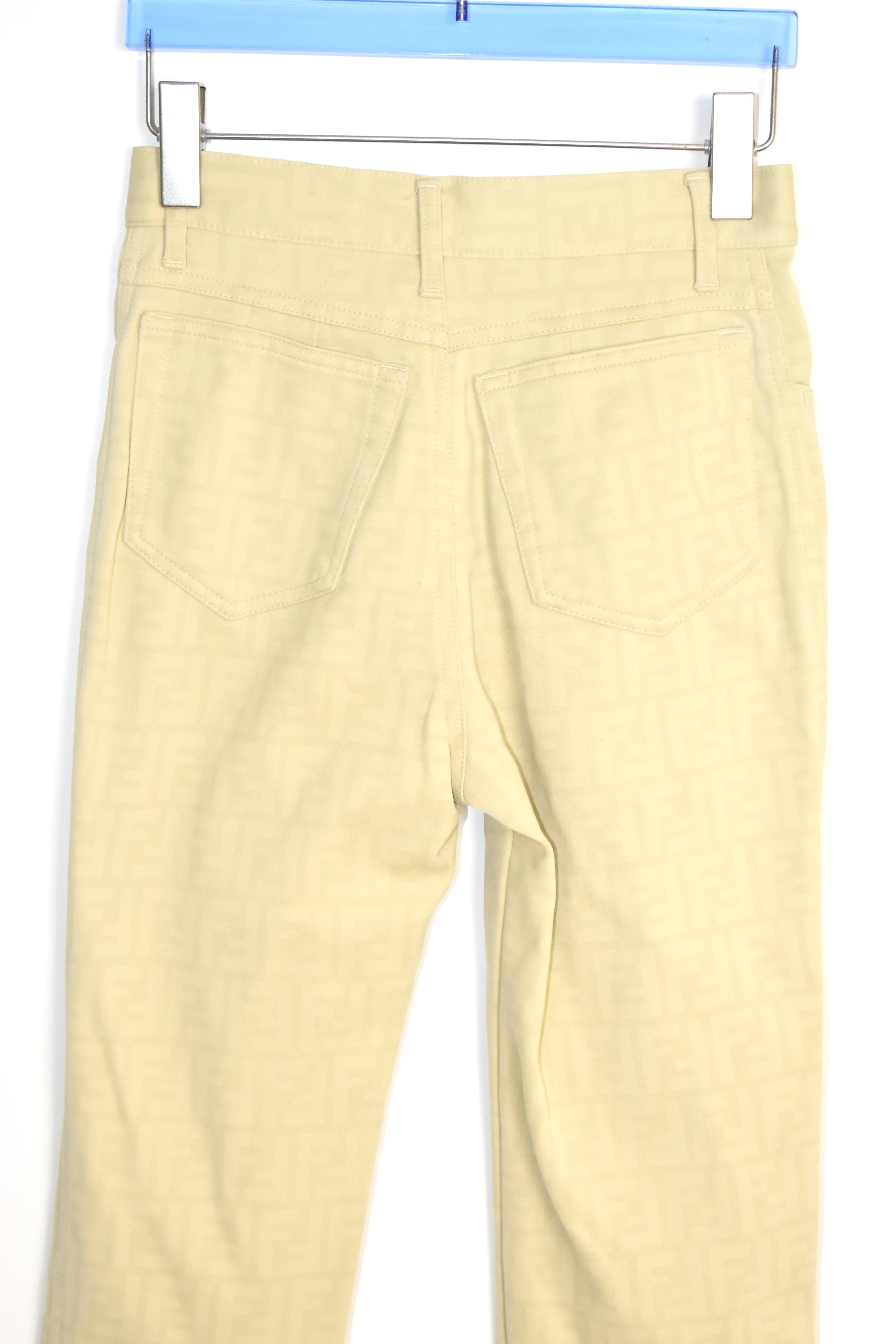 FENDI Vintage FF Monogram Jacquard Pants – Beige – Women’s W29 – Made in Italy（Early 2000s / Straight Fit）