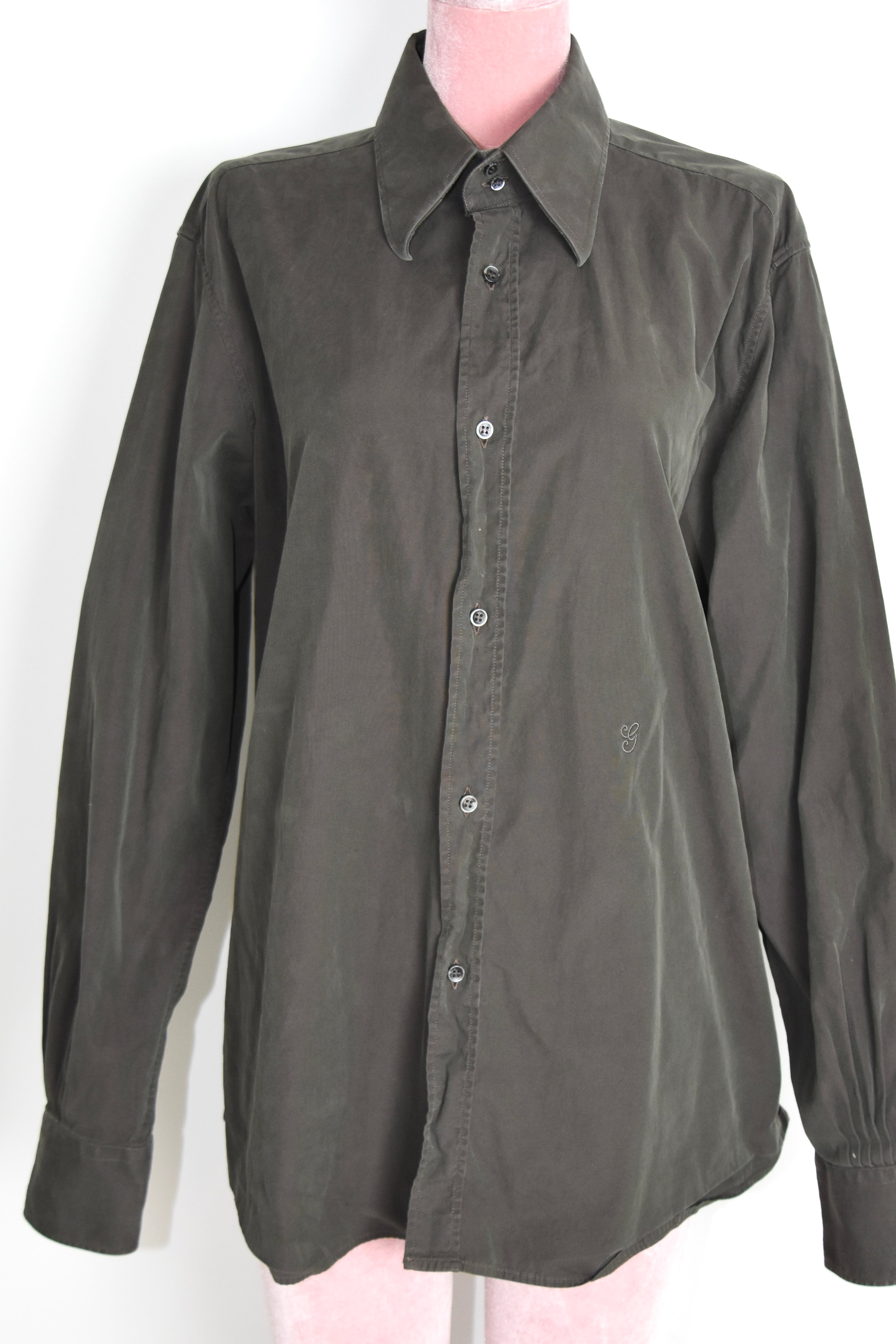 Gucci by Tom Ford Iridescent Brown Cotton Shirt