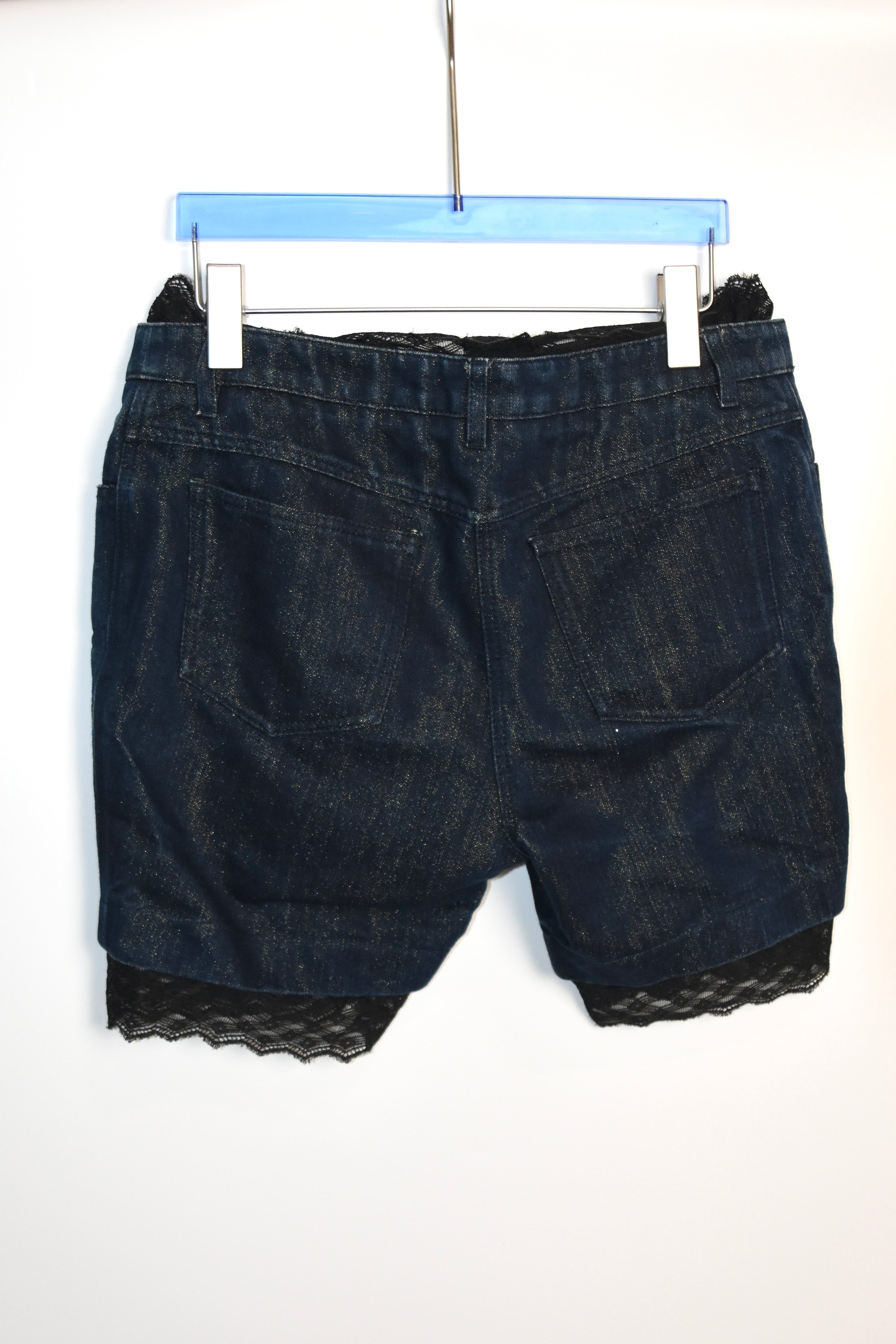 CHANEL S/S 2007 Gold Lurex Denim Lace Shorts – Size 40 (Made in Italy, Archive Runway Detail)