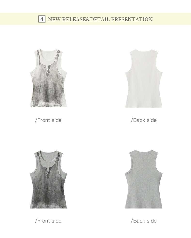 Fun Printed Tank Top Fashion Strap Slim Fit Top