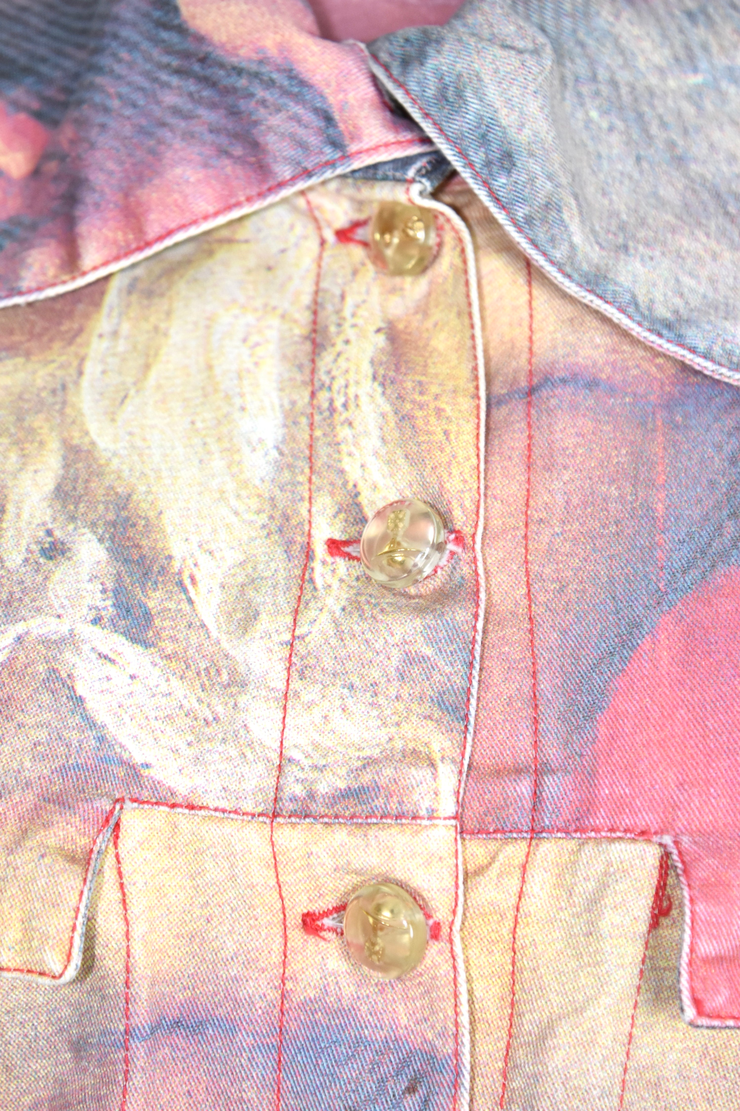 Vivienne Westwood Renaissance Print Cropped Denim Jacket (Baroque Eroticism in Subversive Tailoring)