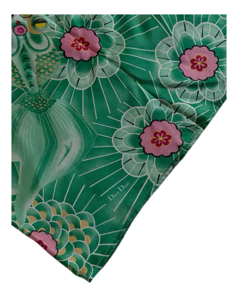 Christian Dior by John Galliano 2003 Rare Oriental Goldfish Ukiyo-e Print Corset & Skirt Set