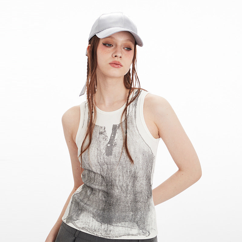 Fun Printed Tank Top Fashion Strap Slim Fit Top