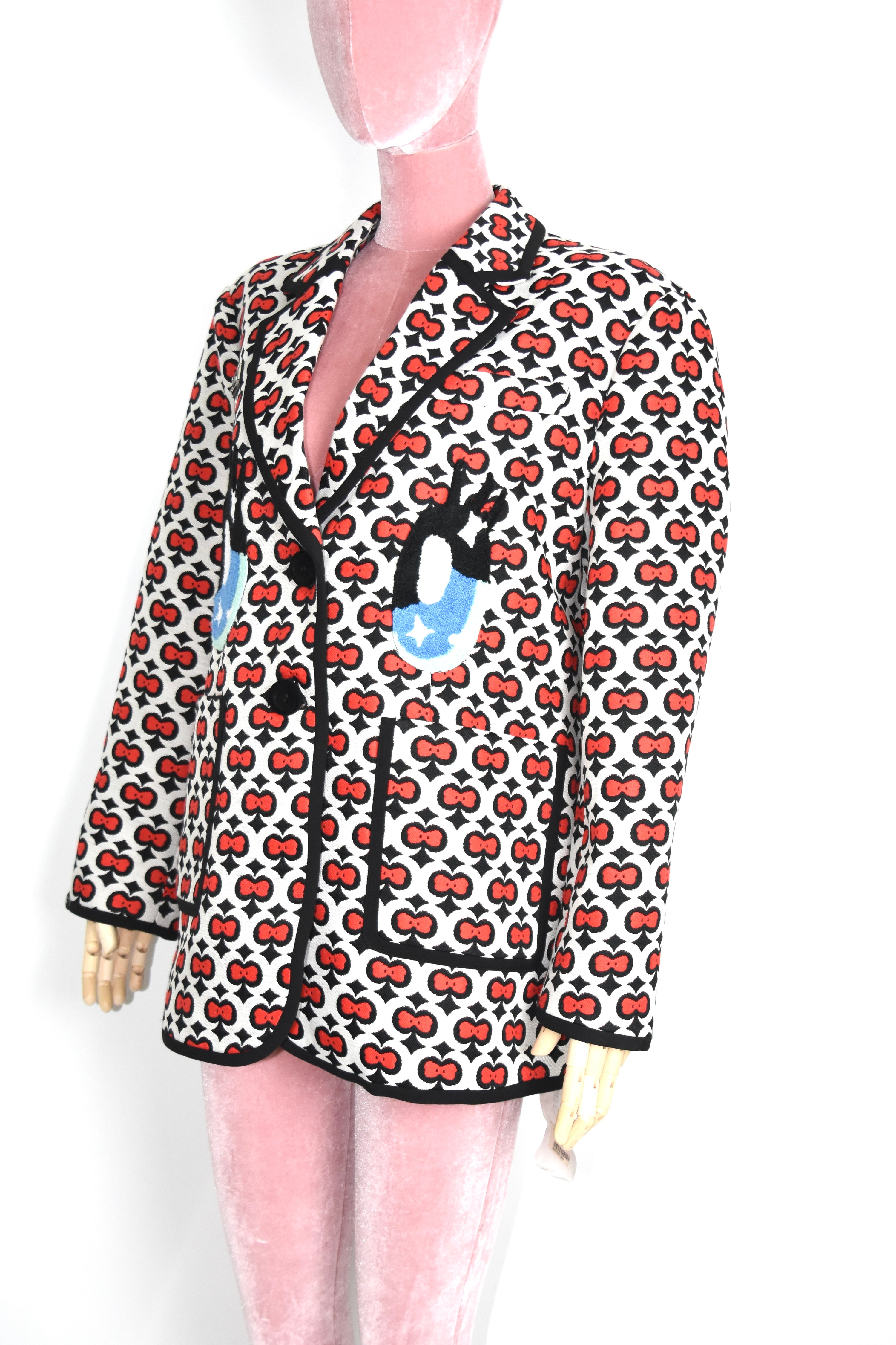 WE ANCHE AM “Build The Moon” Cartoon Eyes Embroidered Blazer – Graphic Pop Art Statement Jacket