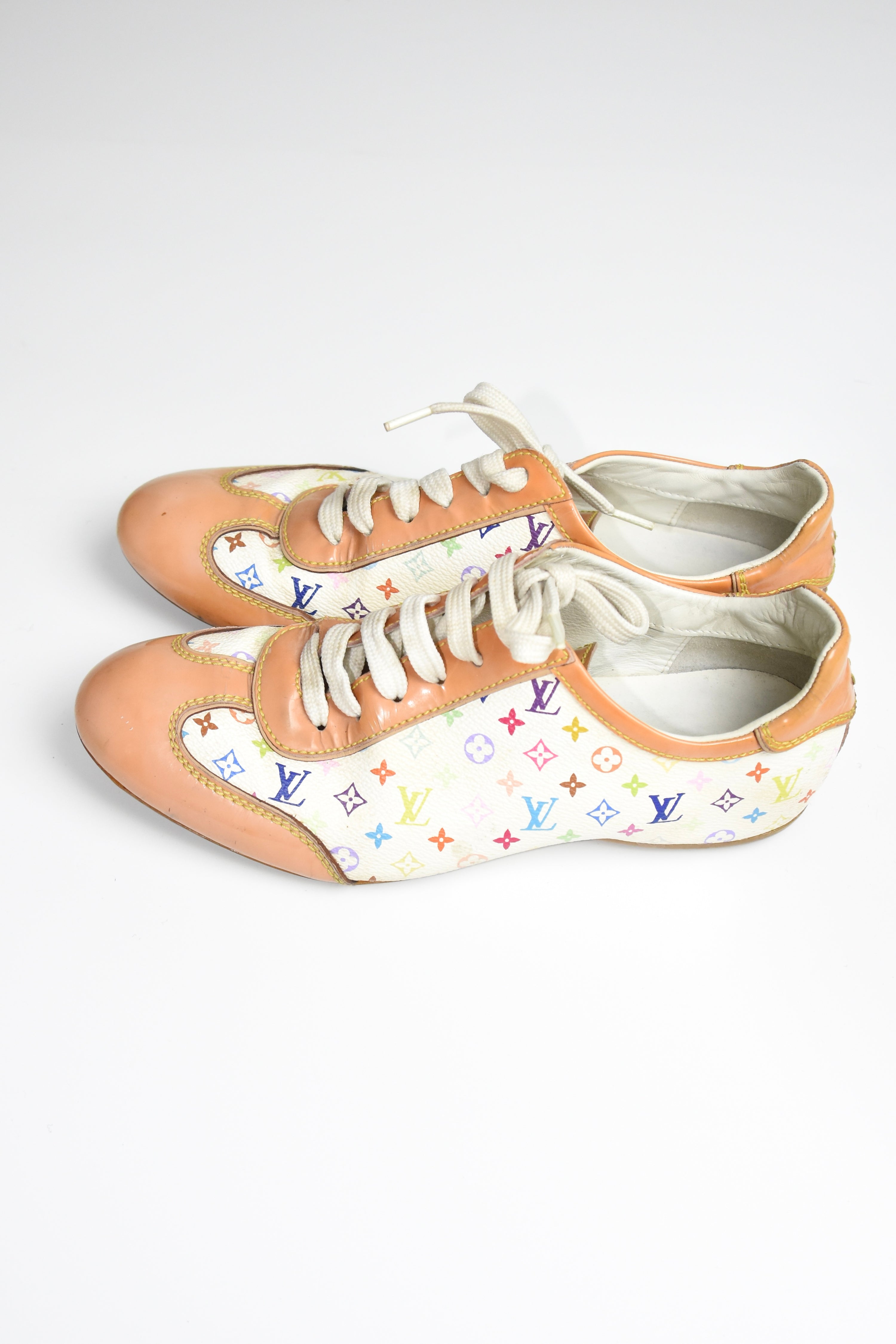 Louis Vuitton Monogram Multicolor Canvas & Patent Leather Lace-Up Sneakers (Y2K Takashi Murakami Era)