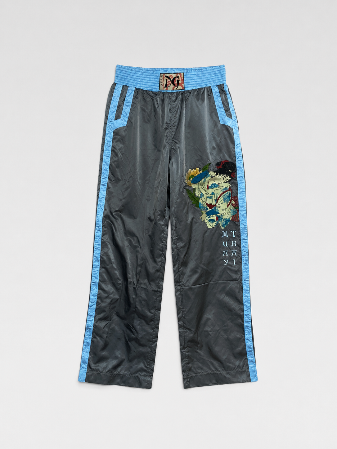 Dolce & Gabbana Y2K Runway Ukiyo-e Embroidered Satin Boxing Pants Vintage DG Japanese Print Track Pants