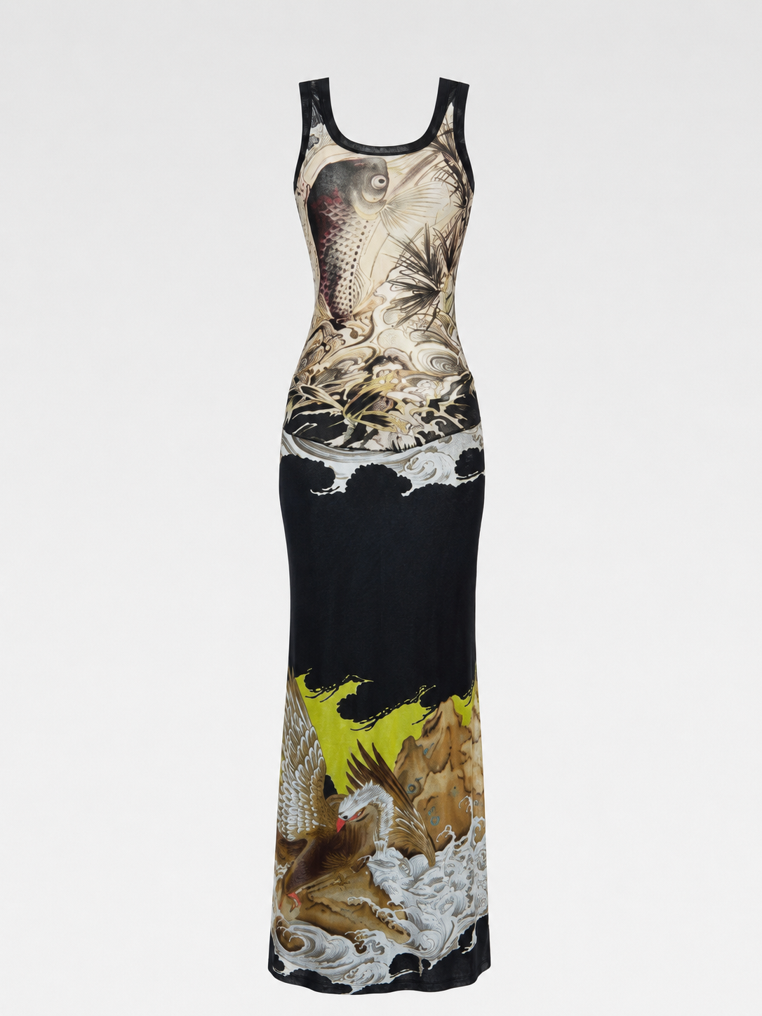 Jean Paul Gaultier S/S 2000 Fish & Bird Print Mesh Set – Runway Archive Top & Skirt