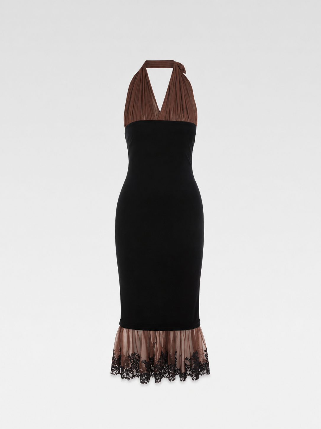Jean Paul Gaultier FW2005 Runway Emerald Velvet & Silk Mermaid Halter Dress