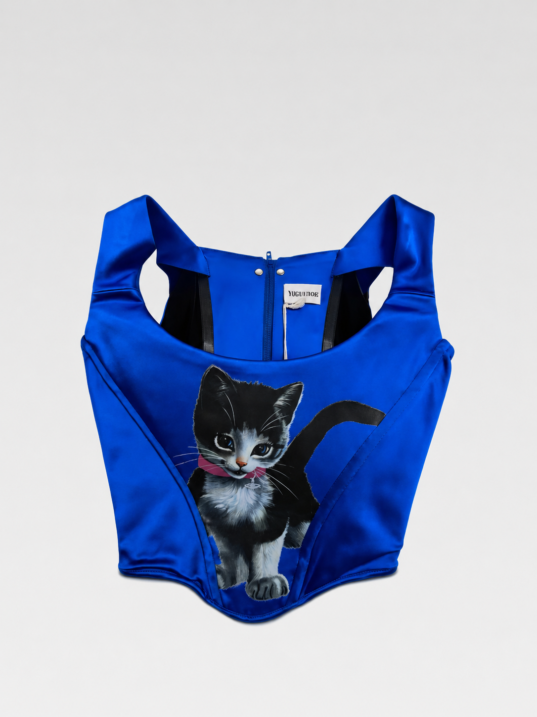 Vivienne Westwood Limited Edition Cat Print Corset Top – Blue Sculpted Bustier Runway Archive (100 Pieces Worldwide)